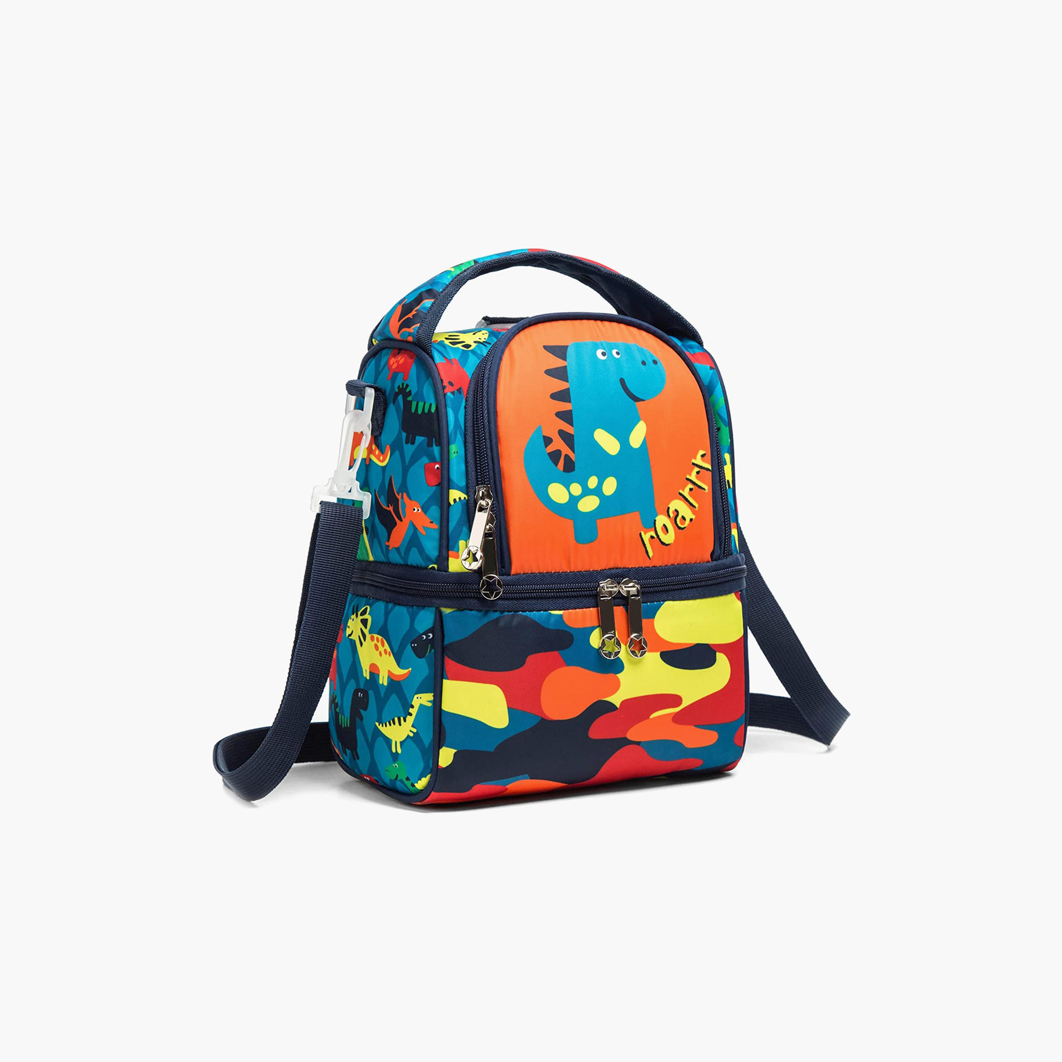 Eazy Kids Dinosaur Print Lunch Bag with Zip Closure-school-lunchessentials-lunchbags-image-1