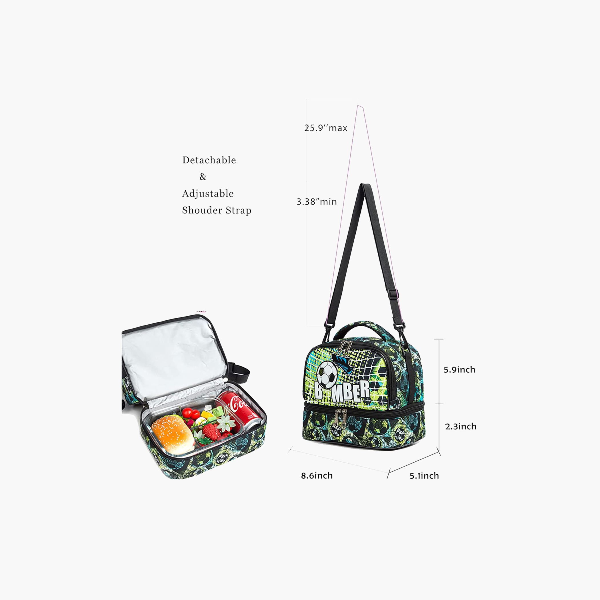Eazy Kids Football Print Lunch Bag with Zip Closure-school-lunchessentials-lunchbags-image-2