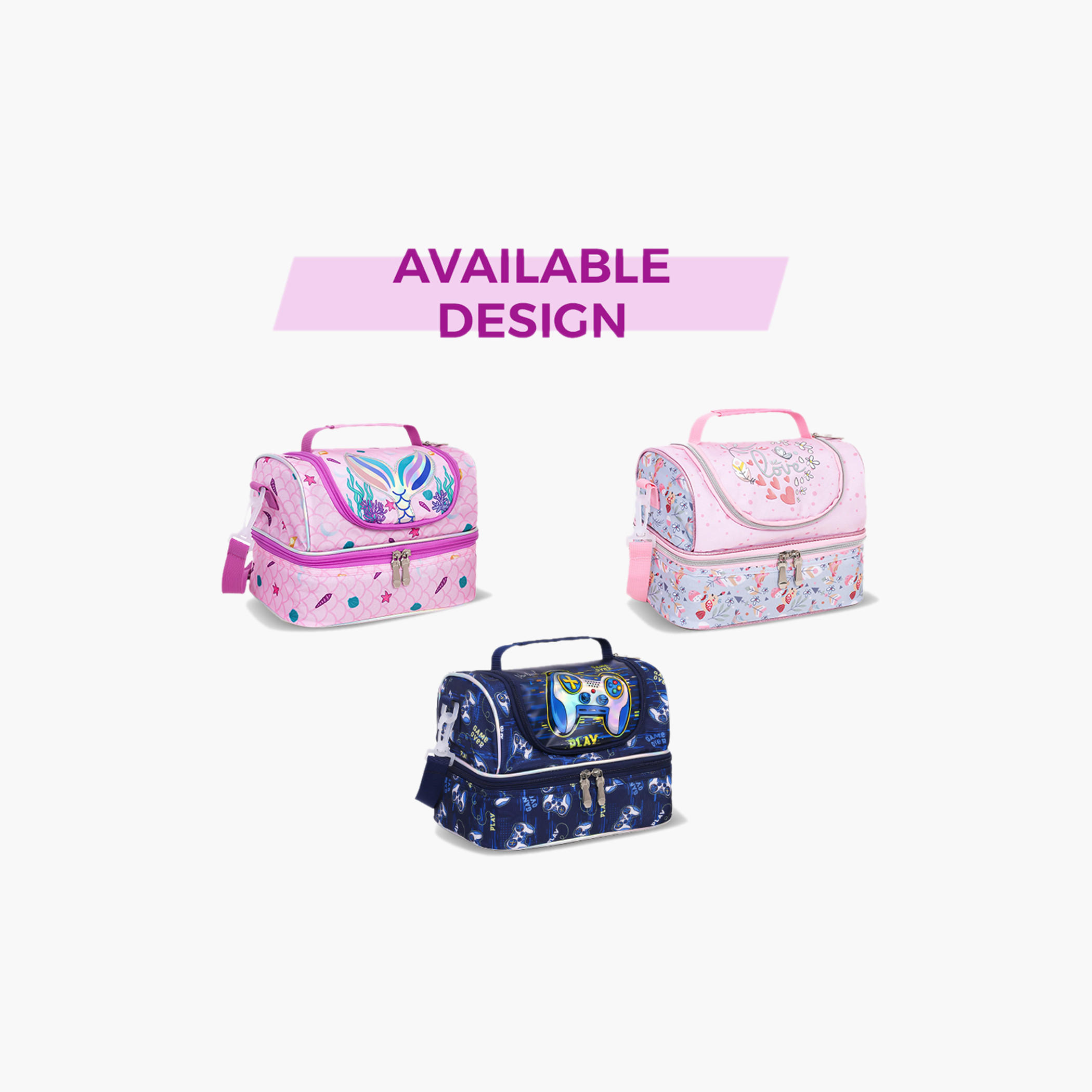 شنطة غداء بقسمين وسحاب إغلاق بطبعات من إيزي كيدز-school-lunchessentials-lunchbags-image-2