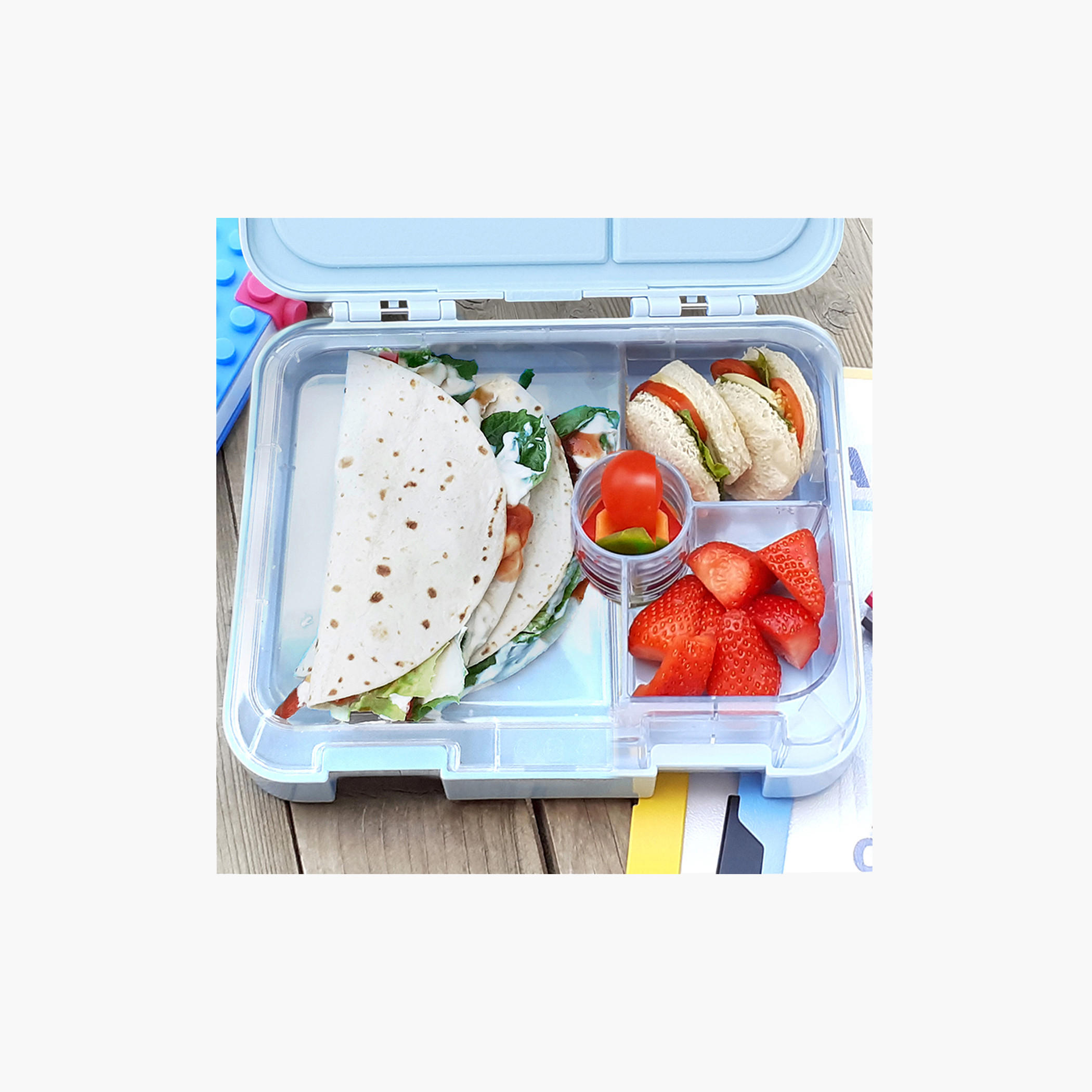 Eazy Kids Shark Print 4-Compartment Bento Lunch Box with Sandwich Cutter and Fruit Pick-school-lunchessentials-lunchboxes-image-5