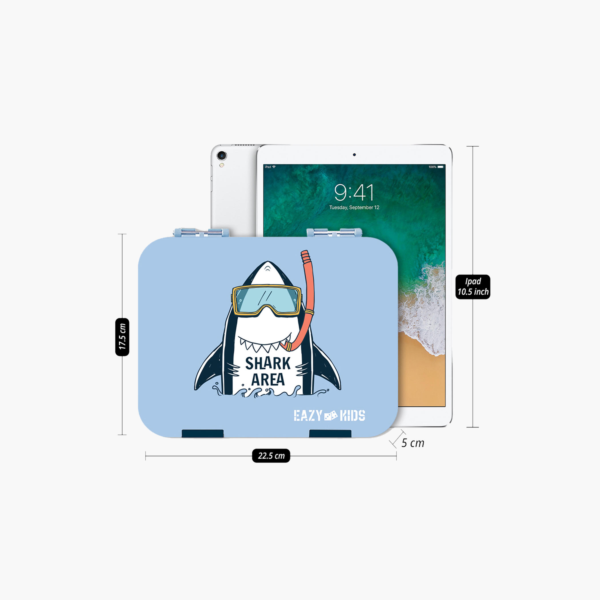 Eazy Kids Shark Print 4-Compartment Bento Lunch Box with Sandwich Cutter and Fruit Pick-school-lunchessentials-lunchboxes-image-2