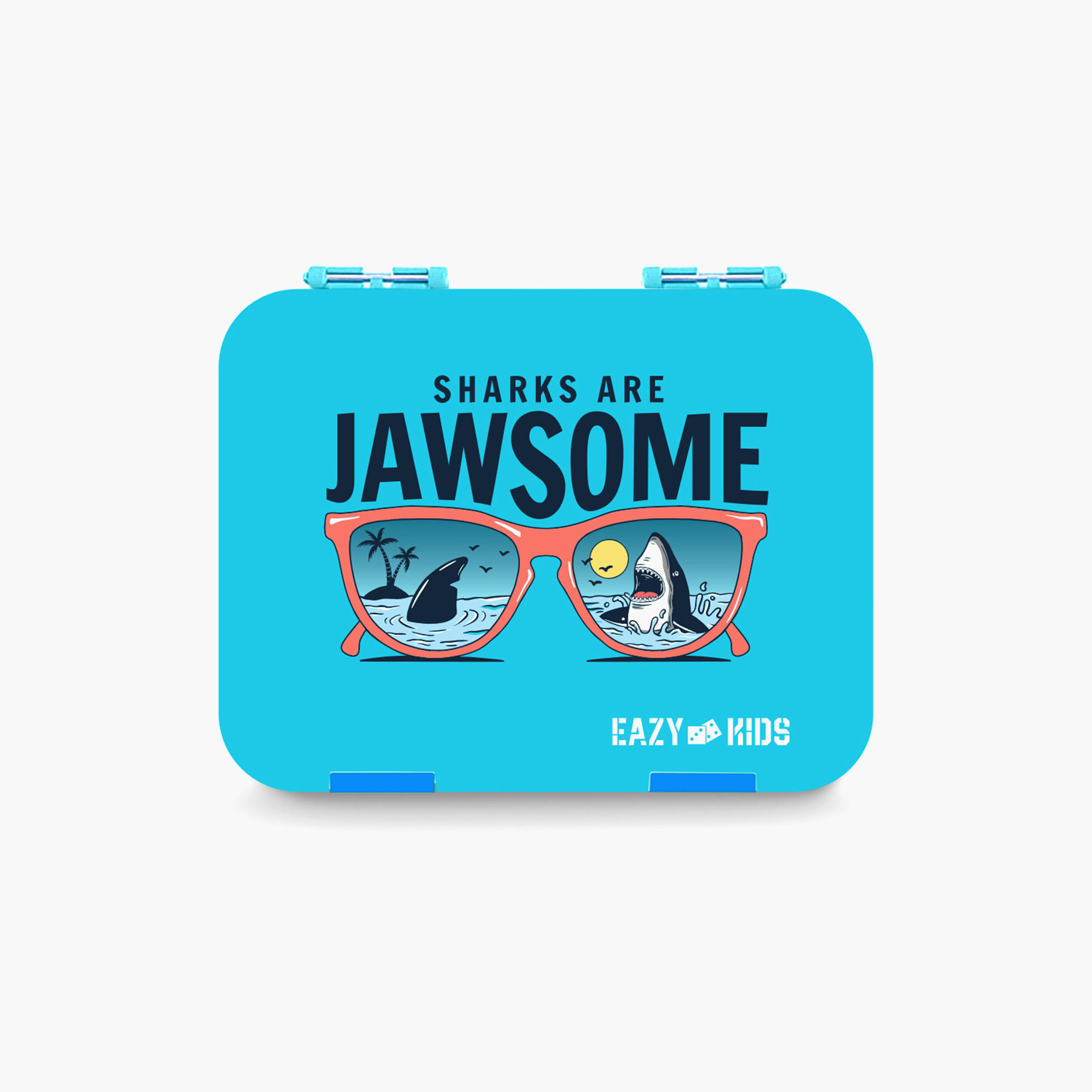 Eazy Kids Jawsome Print 6 and 4 Convertible Bento Lunch Box with Sandwich Cutter and Fruit Pick-school-lunchessentials-lunchboxes-image-3