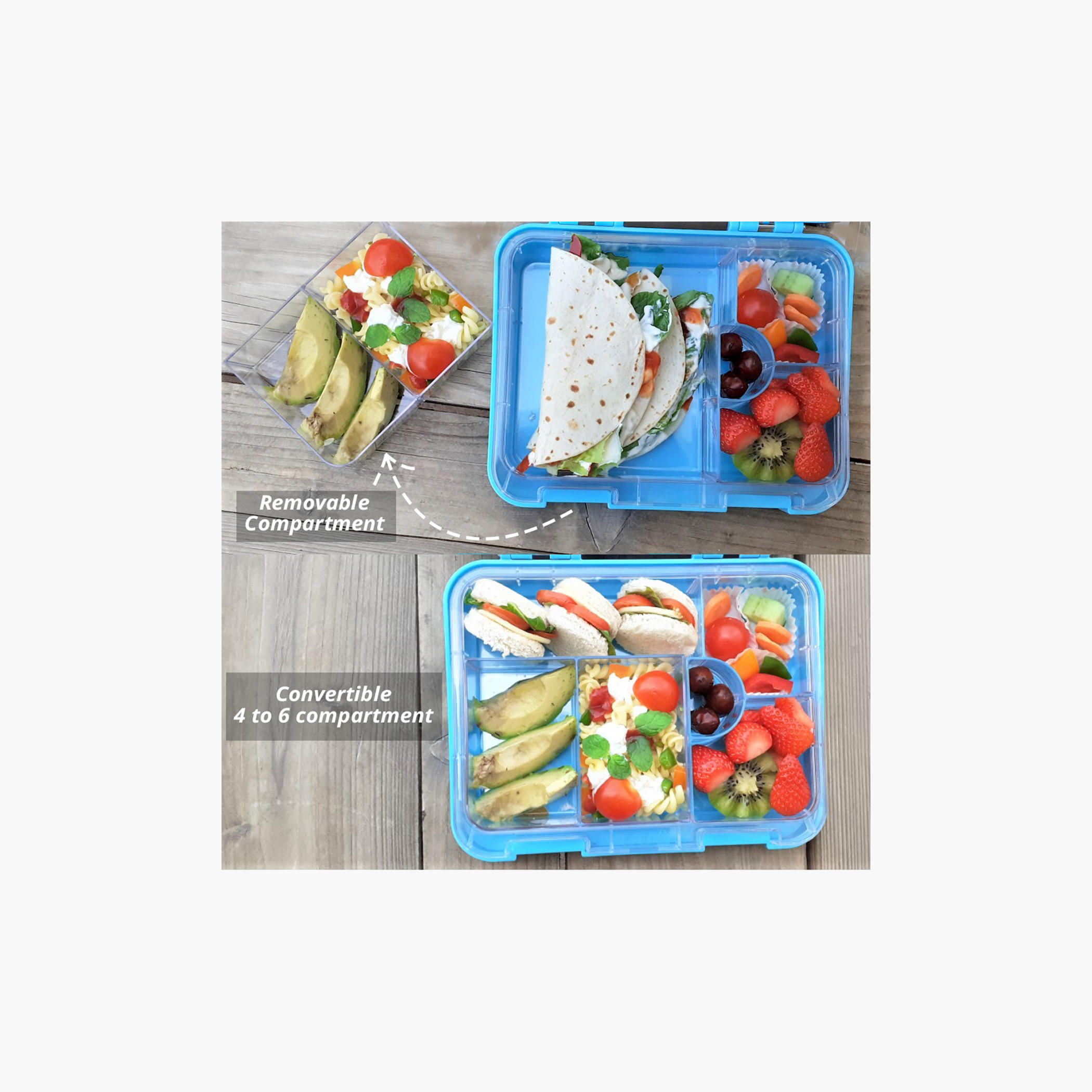 Eazy Kids Jawsome Print 6 and 4 Convertible Bento Lunch Box with Sandwich Cutter and Fruit Pick-school-lunchessentials-lunchboxes-image-6