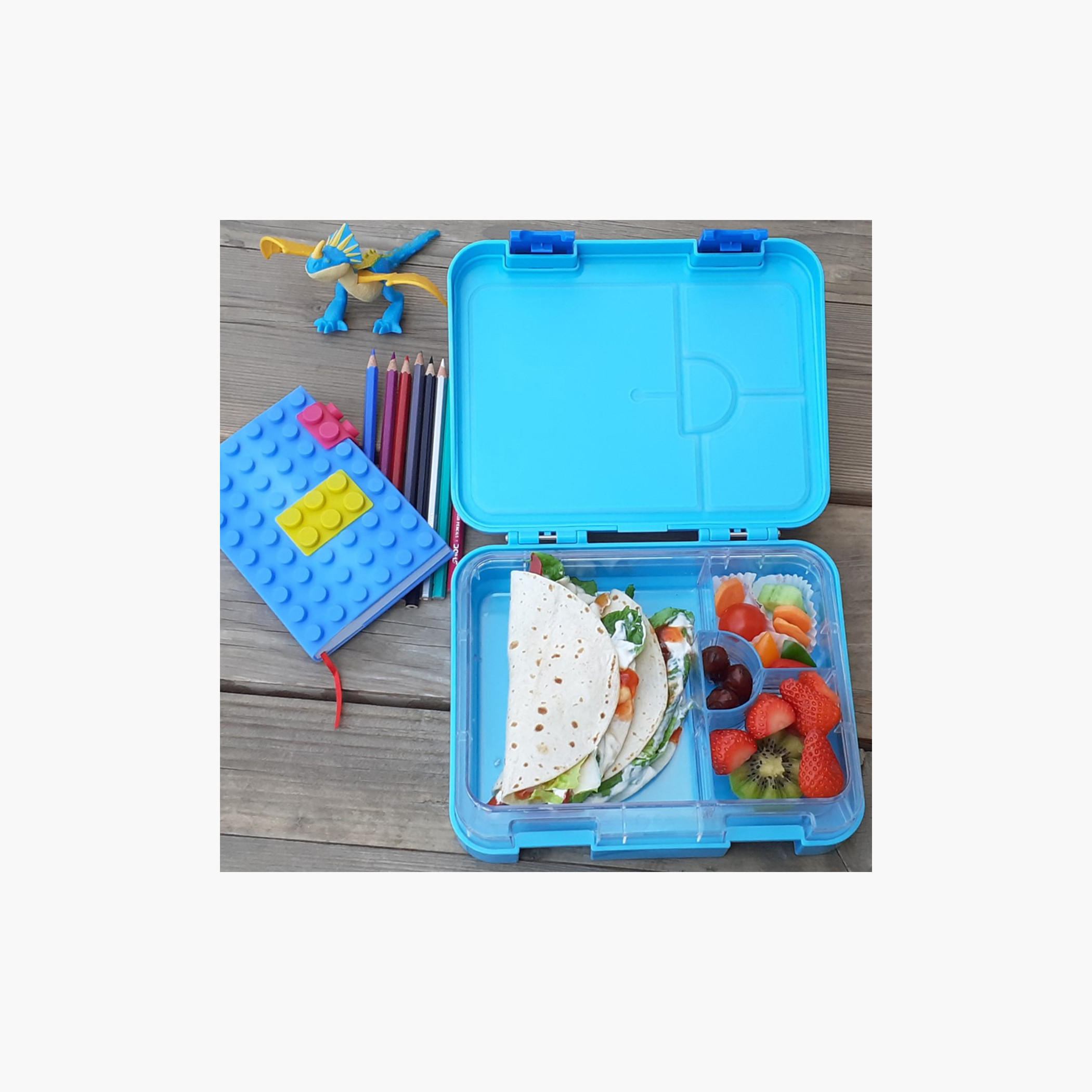 Eazy Kids Jawsome Print 6 and 4 Convertible Bento Lunch Box with Sandwich Cutter and Fruit Pick-school-lunchessentials-lunchboxes-image-7