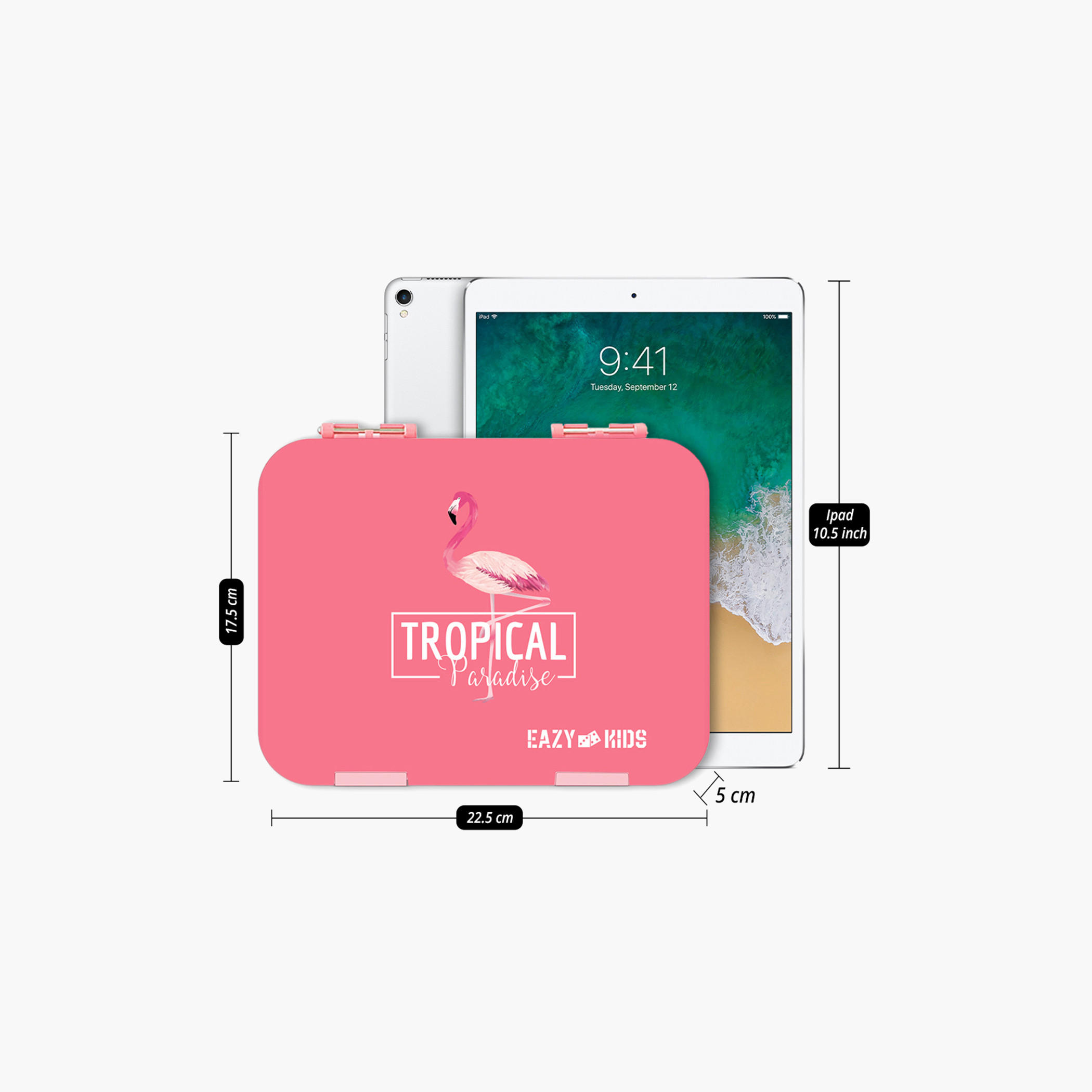 Eazy Kids Flamingo Print 6 and 4 Convertible Bento Lunch Box with Sandwich Cutter and Fruit Pick-school-lunchessentials-lunchboxes-image-2