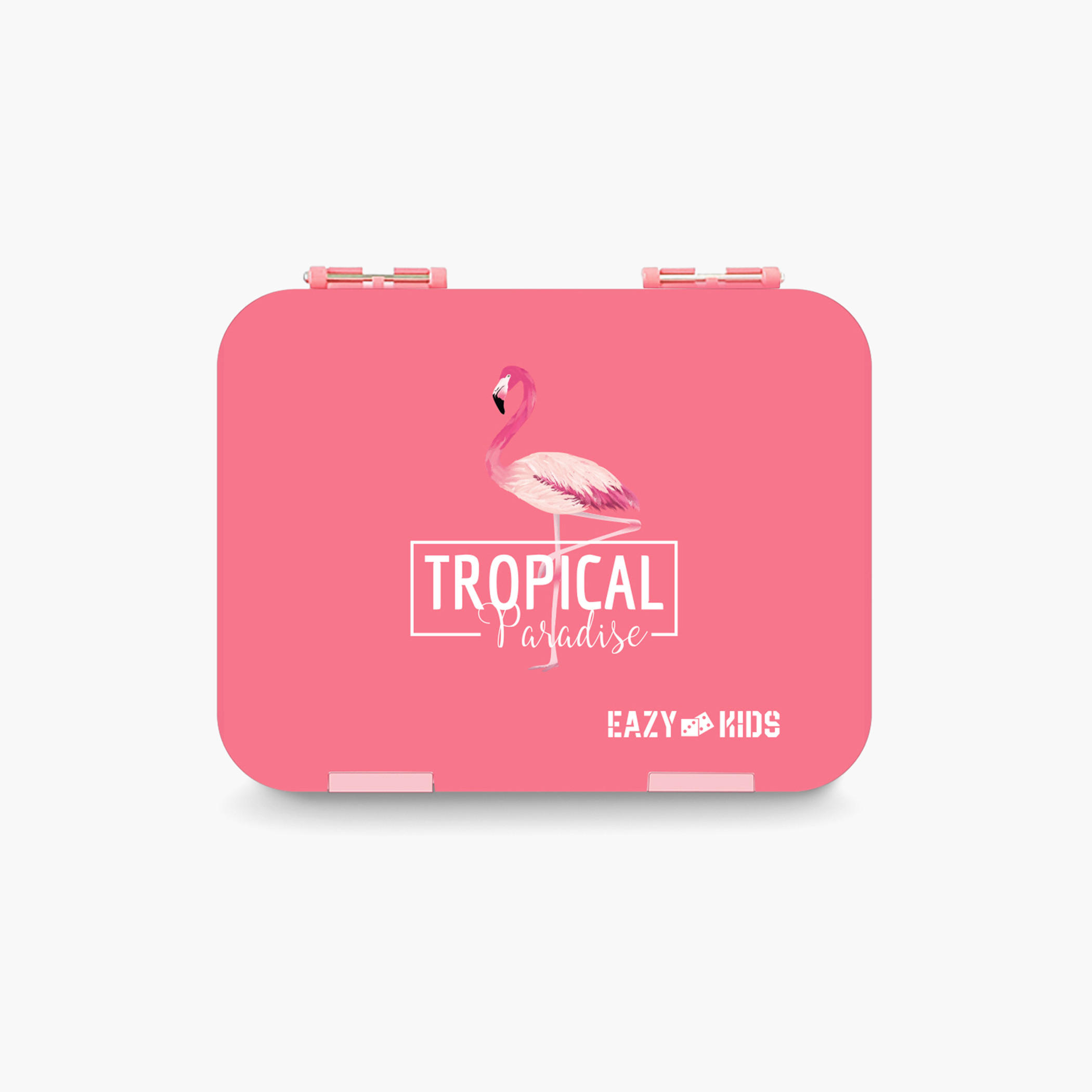 Eazy Kids Flamingo Print 6 and 4 Convertible Bento Lunch Box with Sandwich Cutter and Fruit Pick-school-lunchessentials-lunchboxes-image-3
