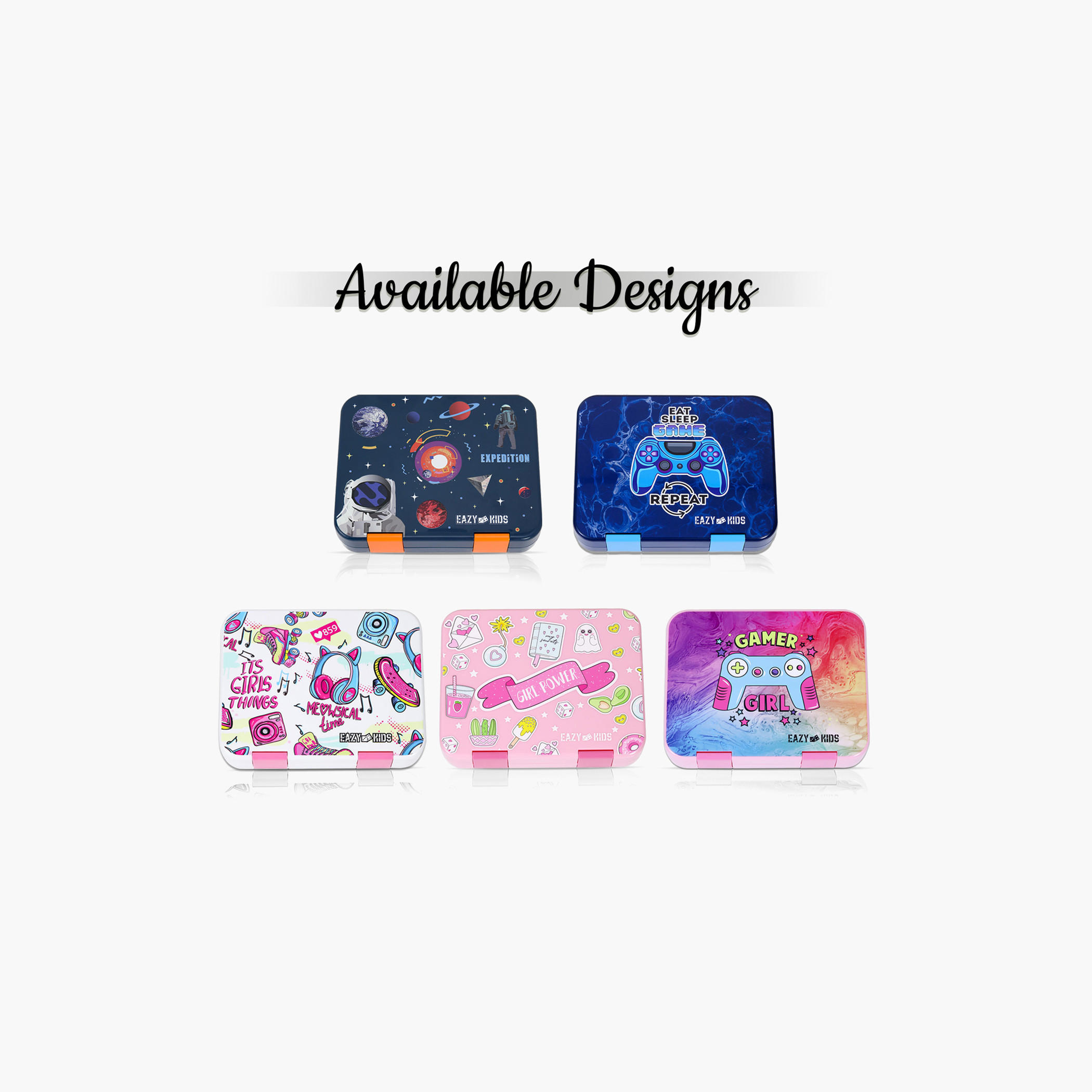 Eazy Kids Gamer Girl Print 5 and 4 Convertible Bento Lunch Box with Sandwich Cutter and Fruit Pick-school-lunchessentials-lunchboxes-image-11