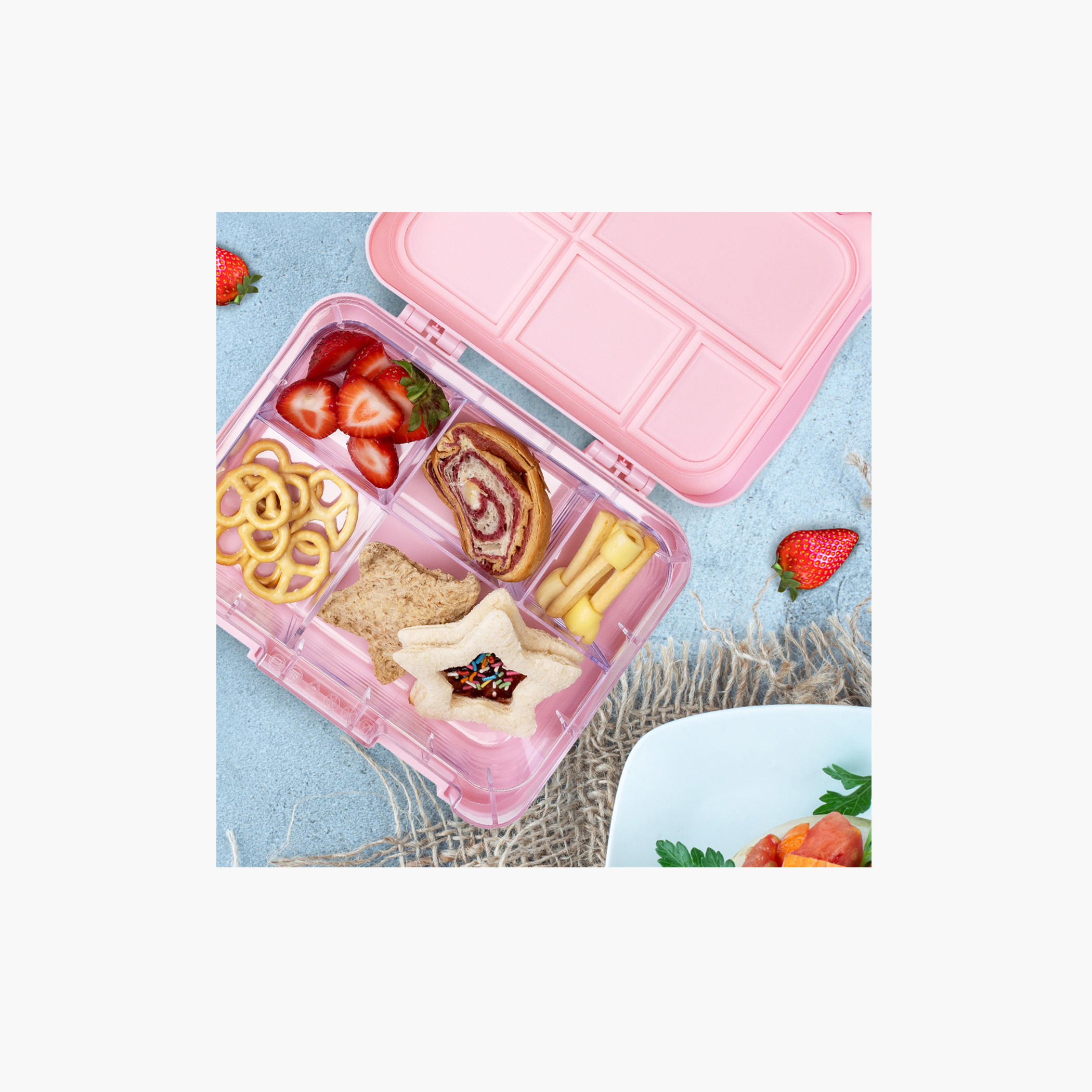 Eazy Kids Gamer Girl Print 5 and 4 Convertible Bento Lunch Box with Sandwich Cutter and Fruit Pick-school-lunchessentials-lunchboxes-image-6