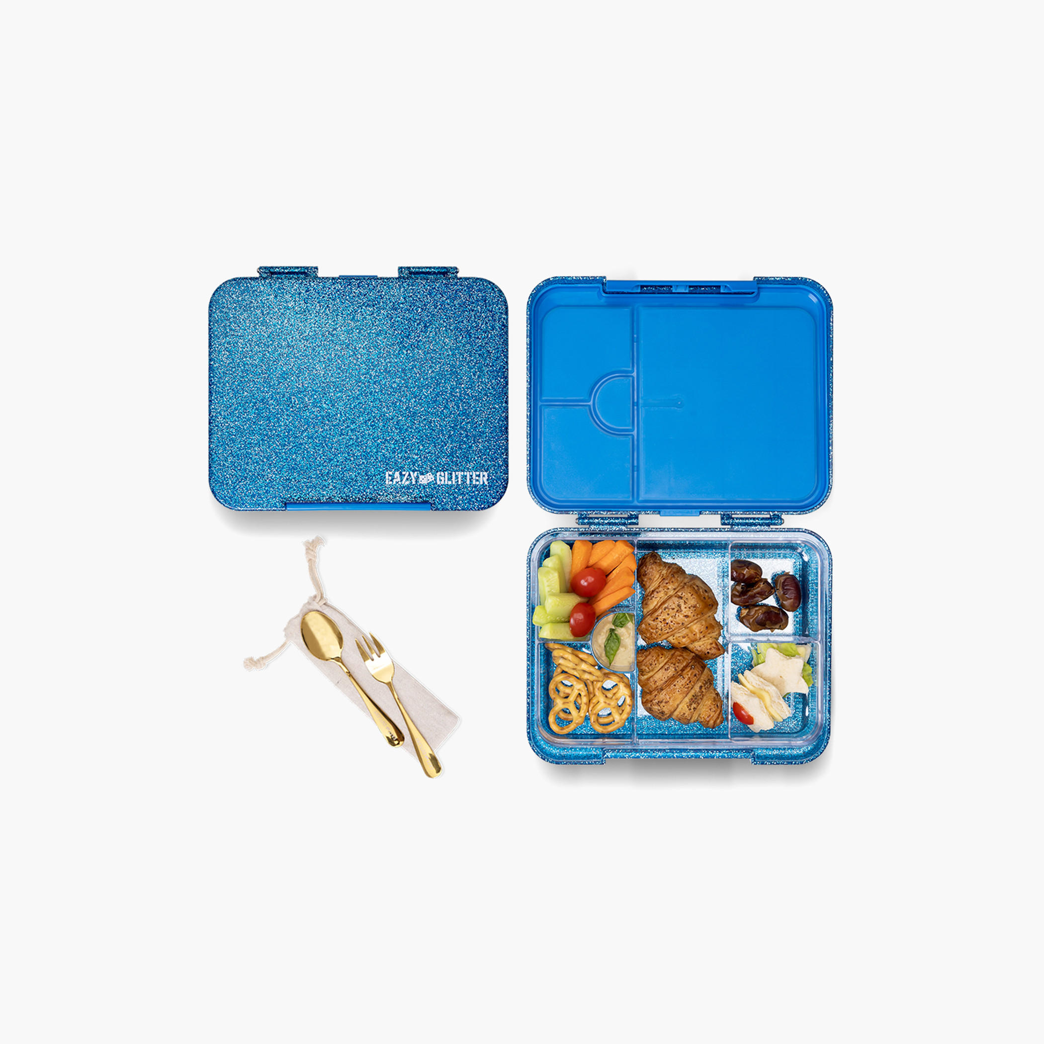 Eazy Kids Embellished 4-6 Compartment Convertible Bento Lunch Box with Cutlery-school-lunchessentials-lunchboxes-image-1