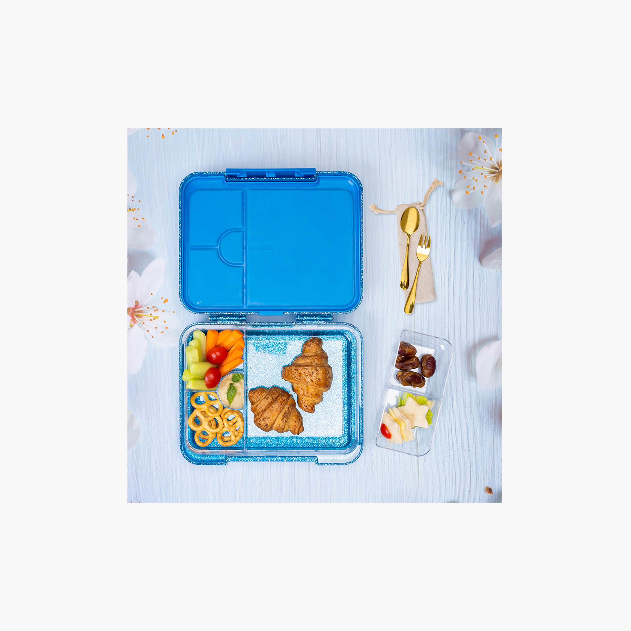 Eazy Kids Embellished 4-6 Compartment Convertible Bento Lunch Box with Cutlery-school-lunchessentials-lunchboxes-image-5