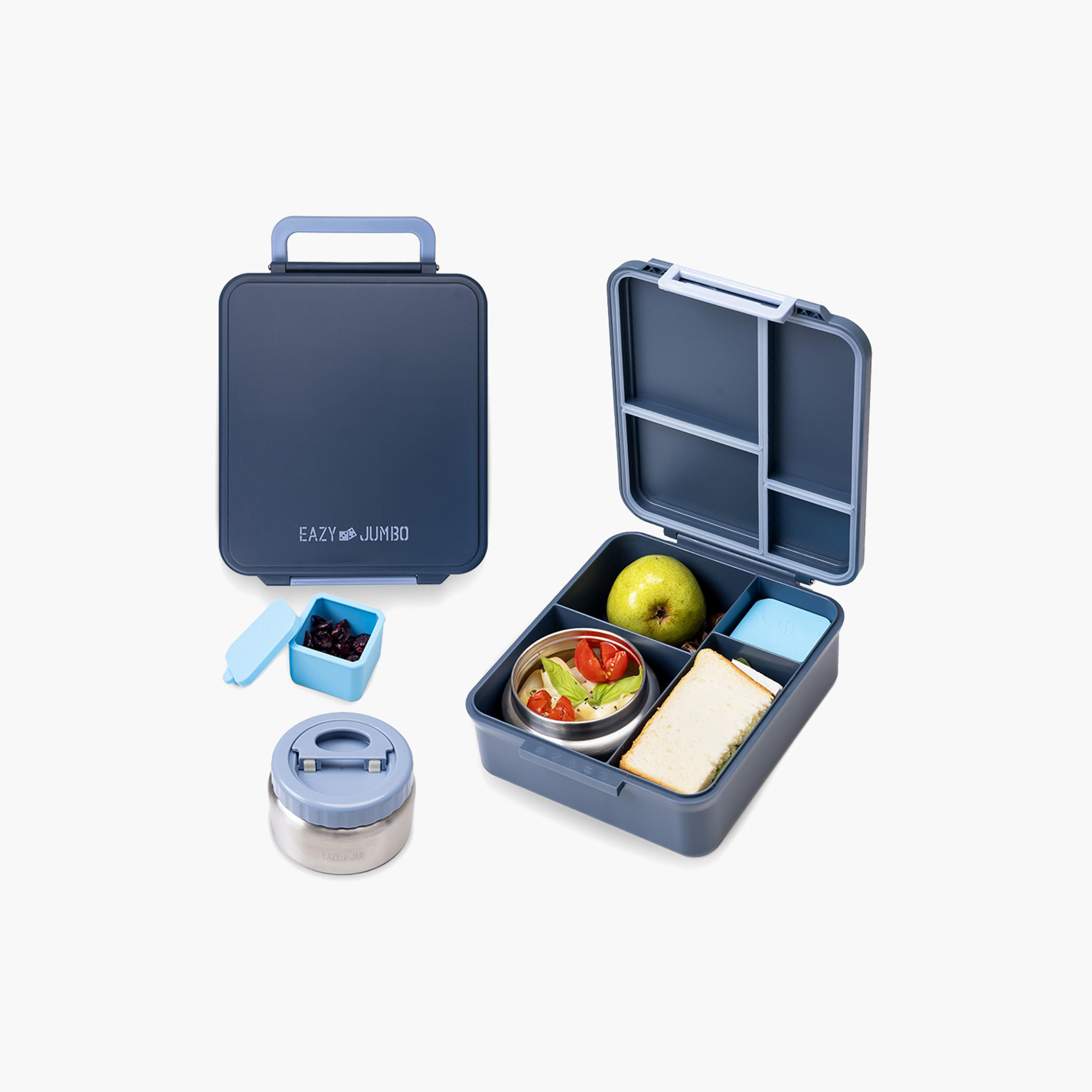 Eazy Kids Jumbo Bento Lunch Box with Thermos and Dip Jar-school-lunchessentials-lunchboxes-image-1