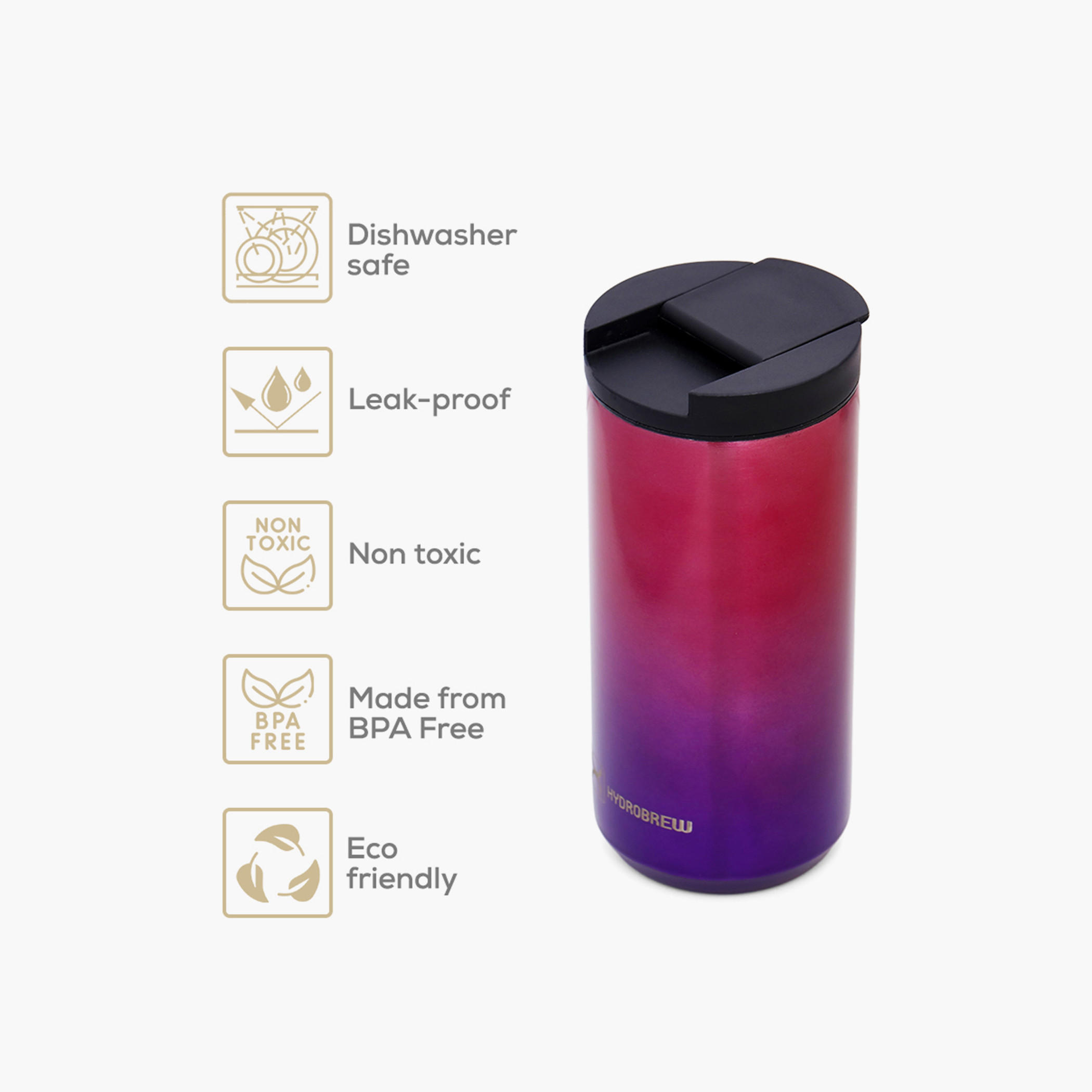 Hydrobrew Insulated Stainless Steel Tumbler Water Bottle - 400 ml-school-waterbottles-image-4