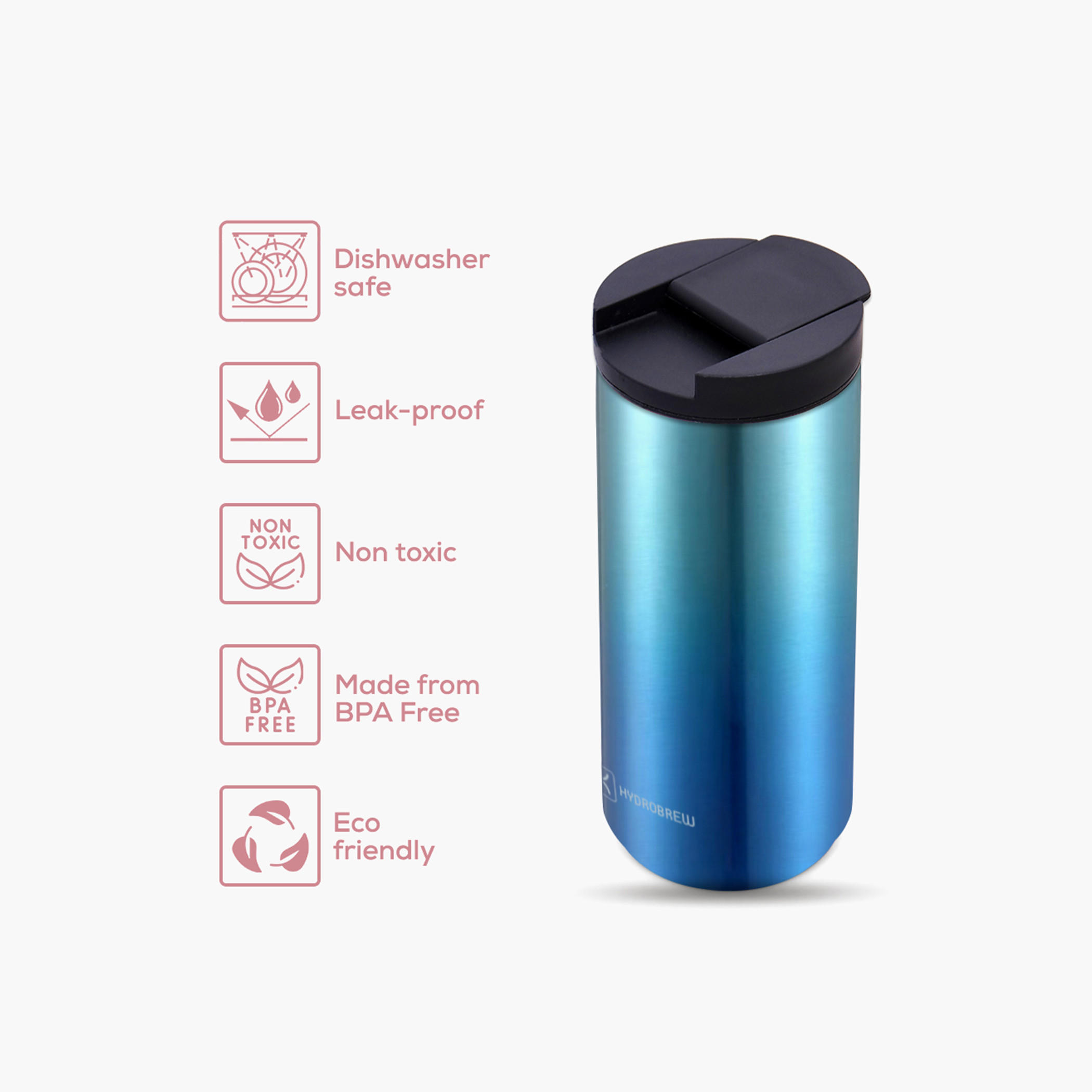 Hydrobrew Double Wall Insulated Tumbler Water Bottle - 400 ml-school-waterbottles-image-3