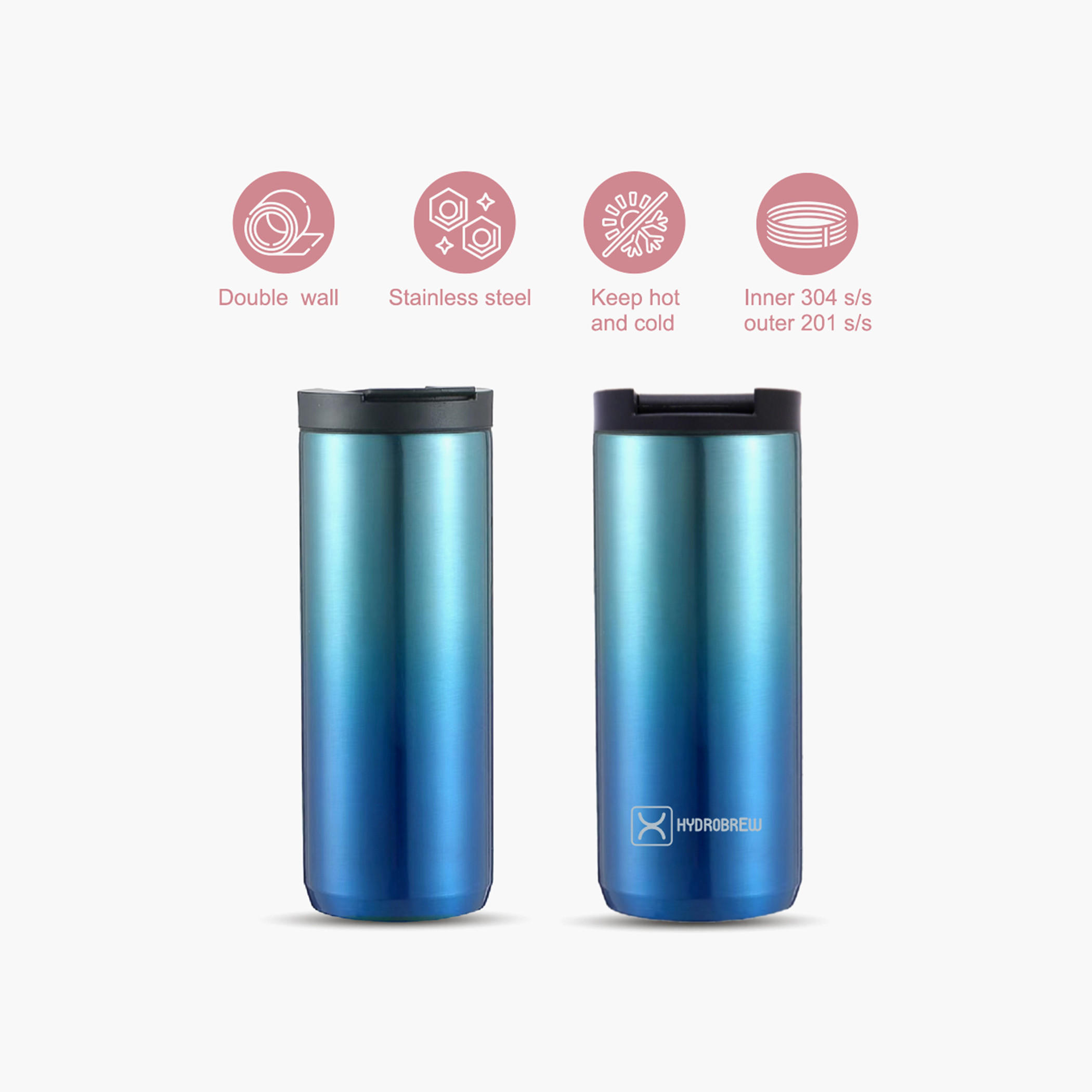 Hydrobrew Double Wall Insulated Tumbler Water Bottle - 400 ml-school-waterbottles-image-5