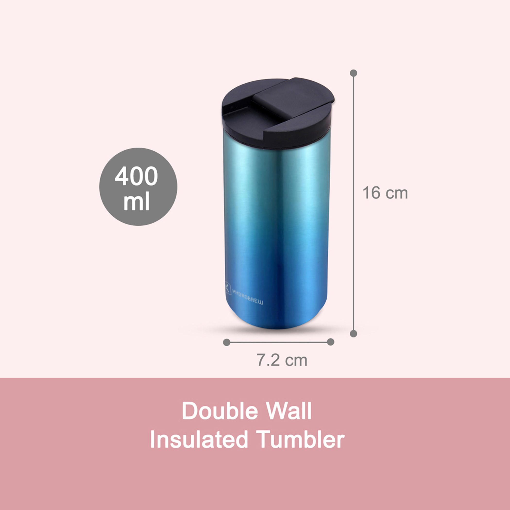 Hydrobrew Double Wall Insulated Tumbler Water Bottle - 400 ml-school-waterbottles-image-6