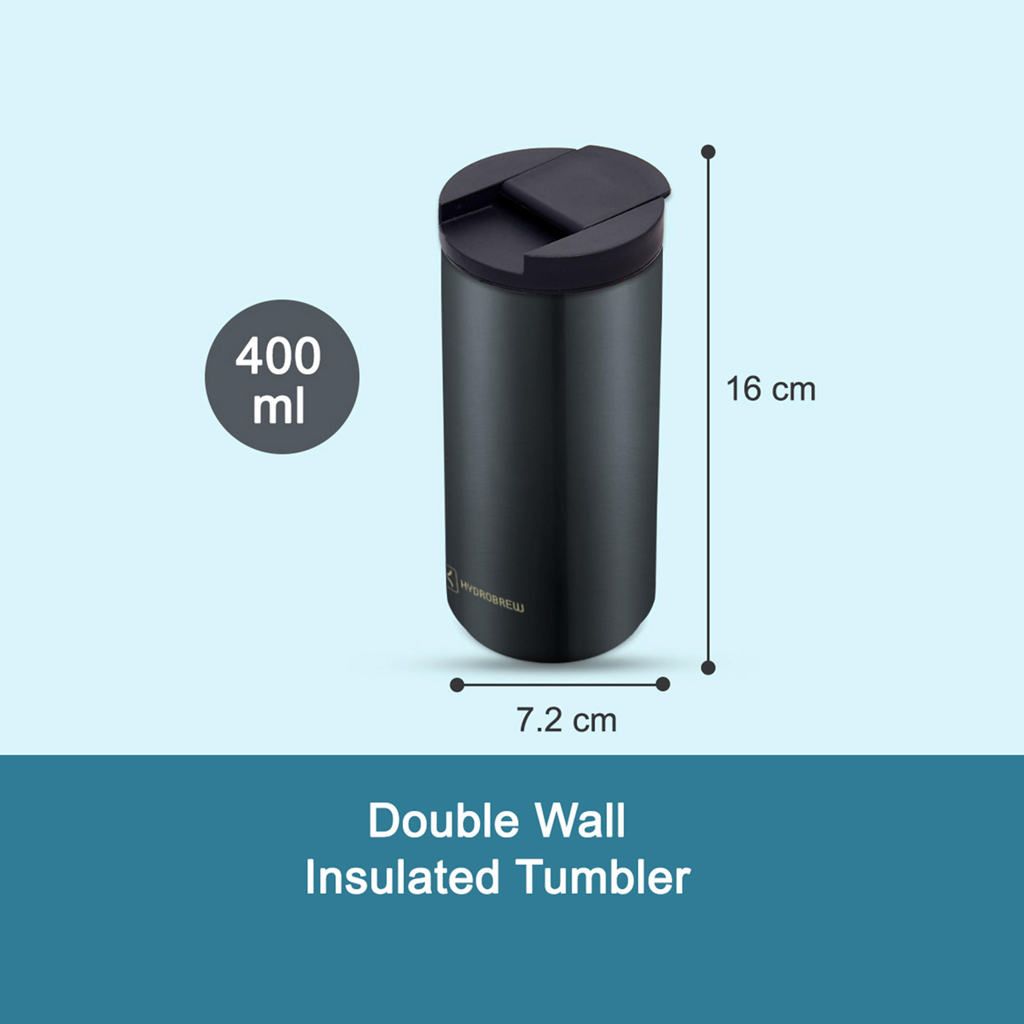 Hydrobrew Double Wall Insulated Tumbler Water Bottle - 400 ml-school-waterbottles-image-3