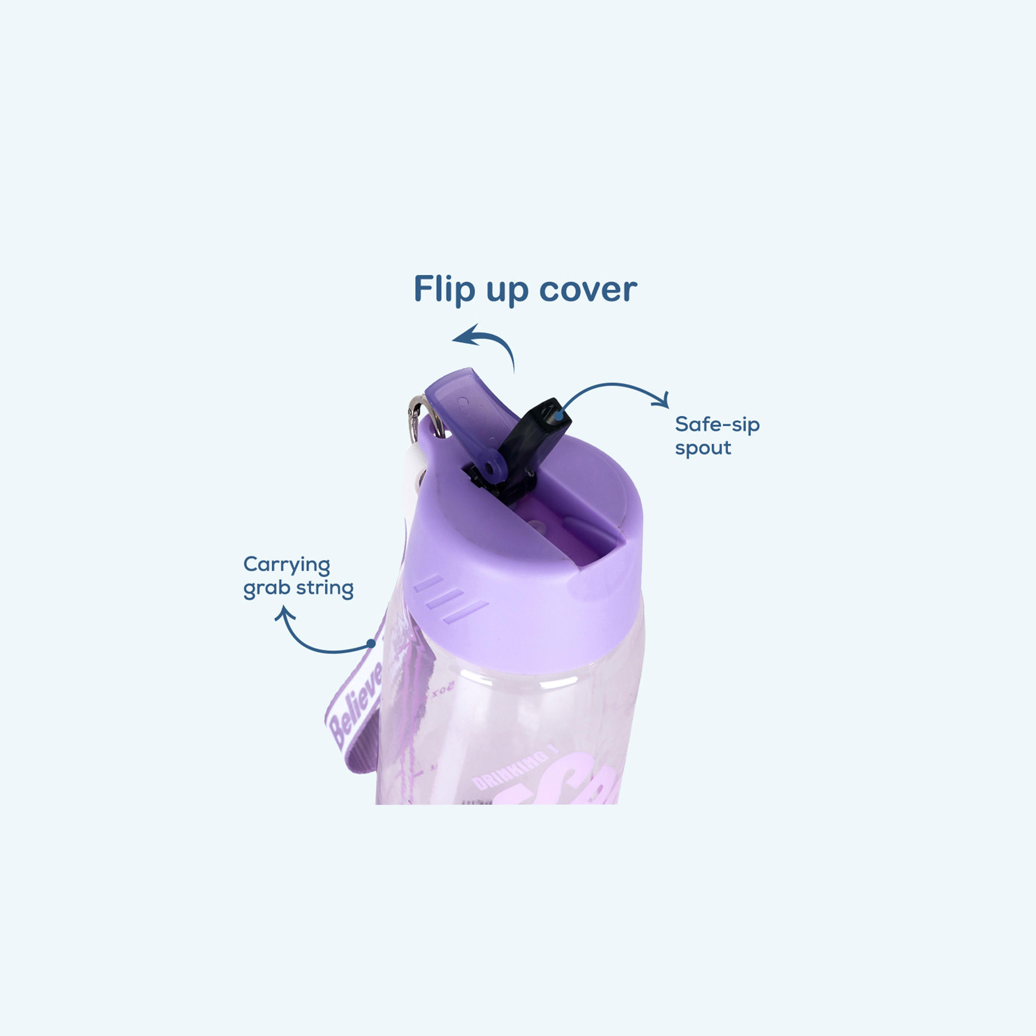 Hydrobrew Printed Water Bottle with Grab String - 800 ml-school-waterbottles-image-5