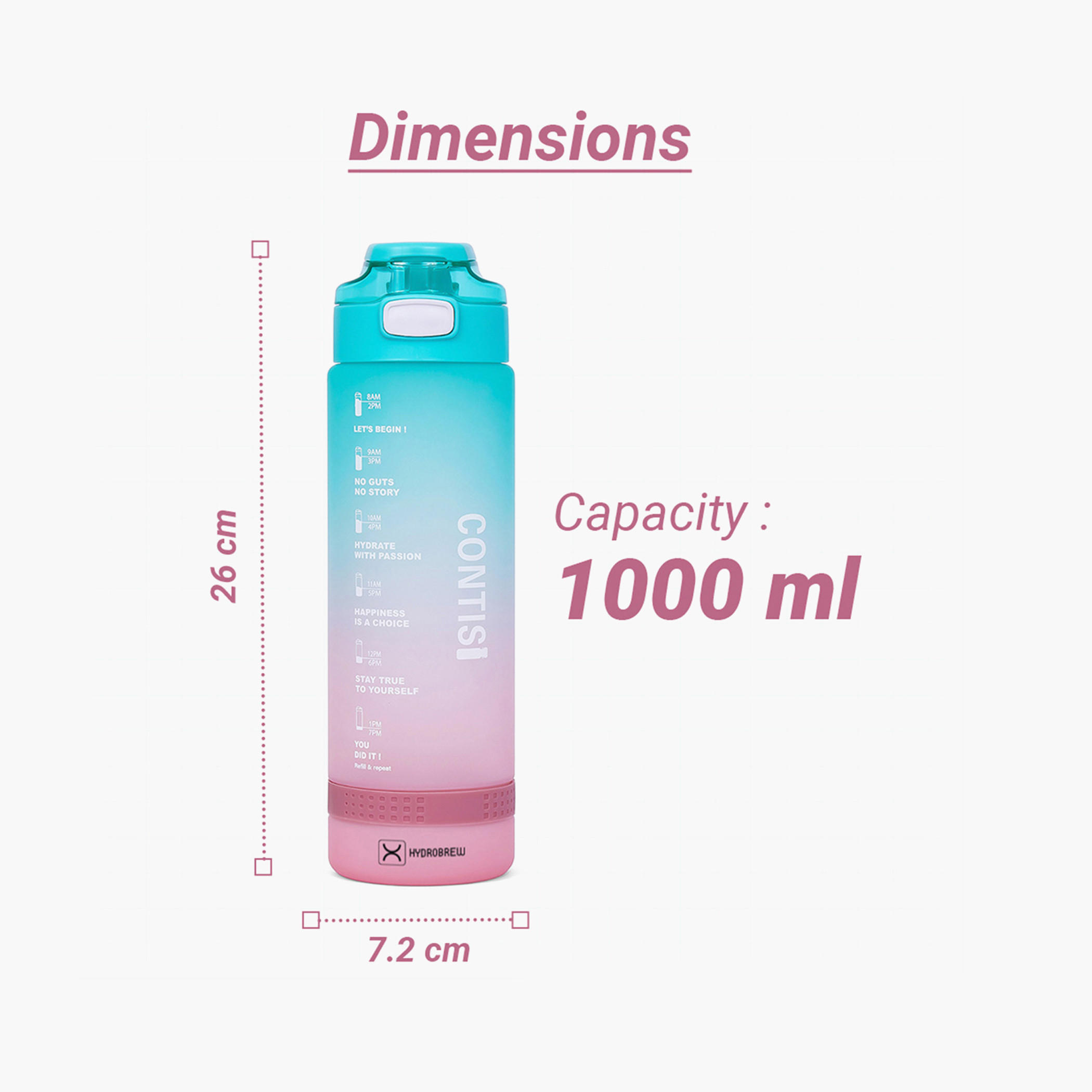 Hydrobrew Printed BPA-Free Water Bottle - 1 L-school-waterbottles-image-3