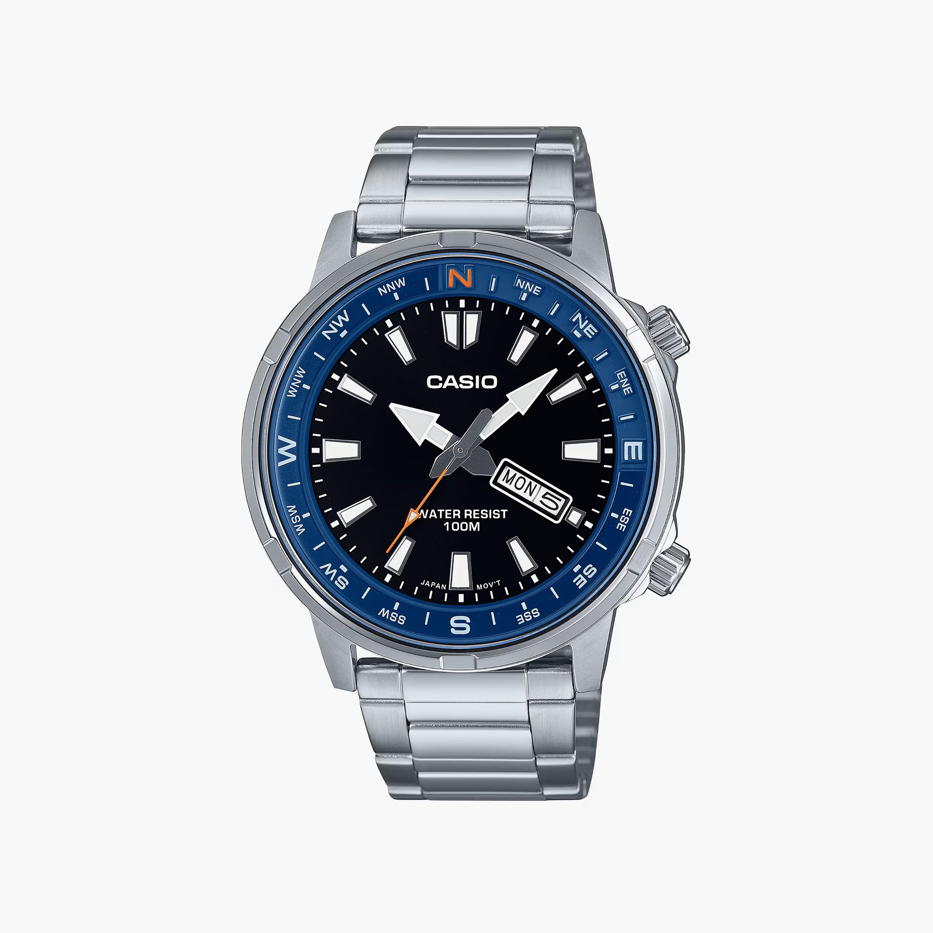 Casio Men's 44 MM Silver Analog Stainless Steel Watch | MTD-130D-1A2VDF-men-watchesandjewellery-watches-image-1