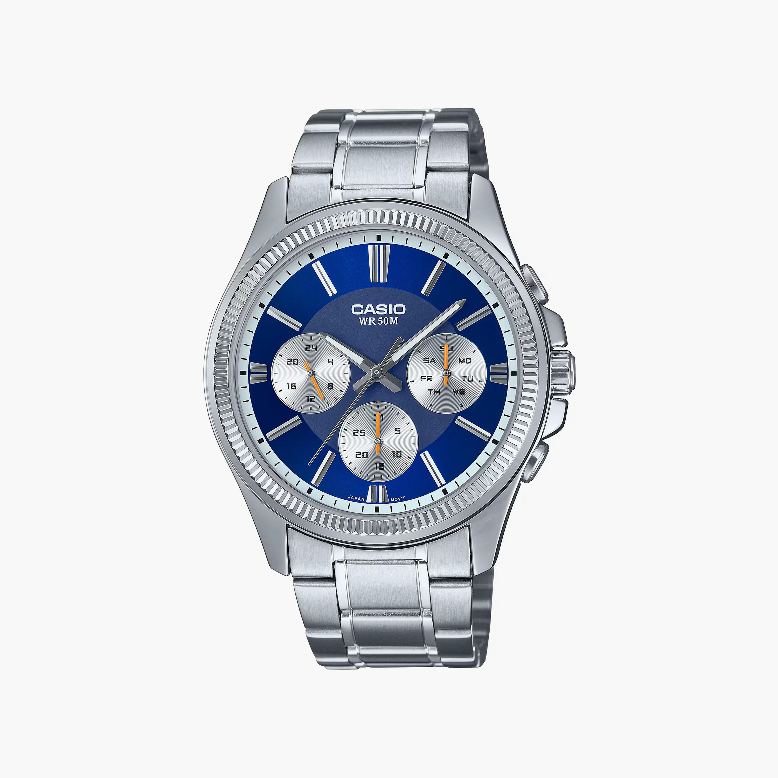 Casio Men's 42 MM Silver Analog Stainless Steel Watch | MTP-1375D-2A1VDF-men-watchesandjewellery-watches-image-1