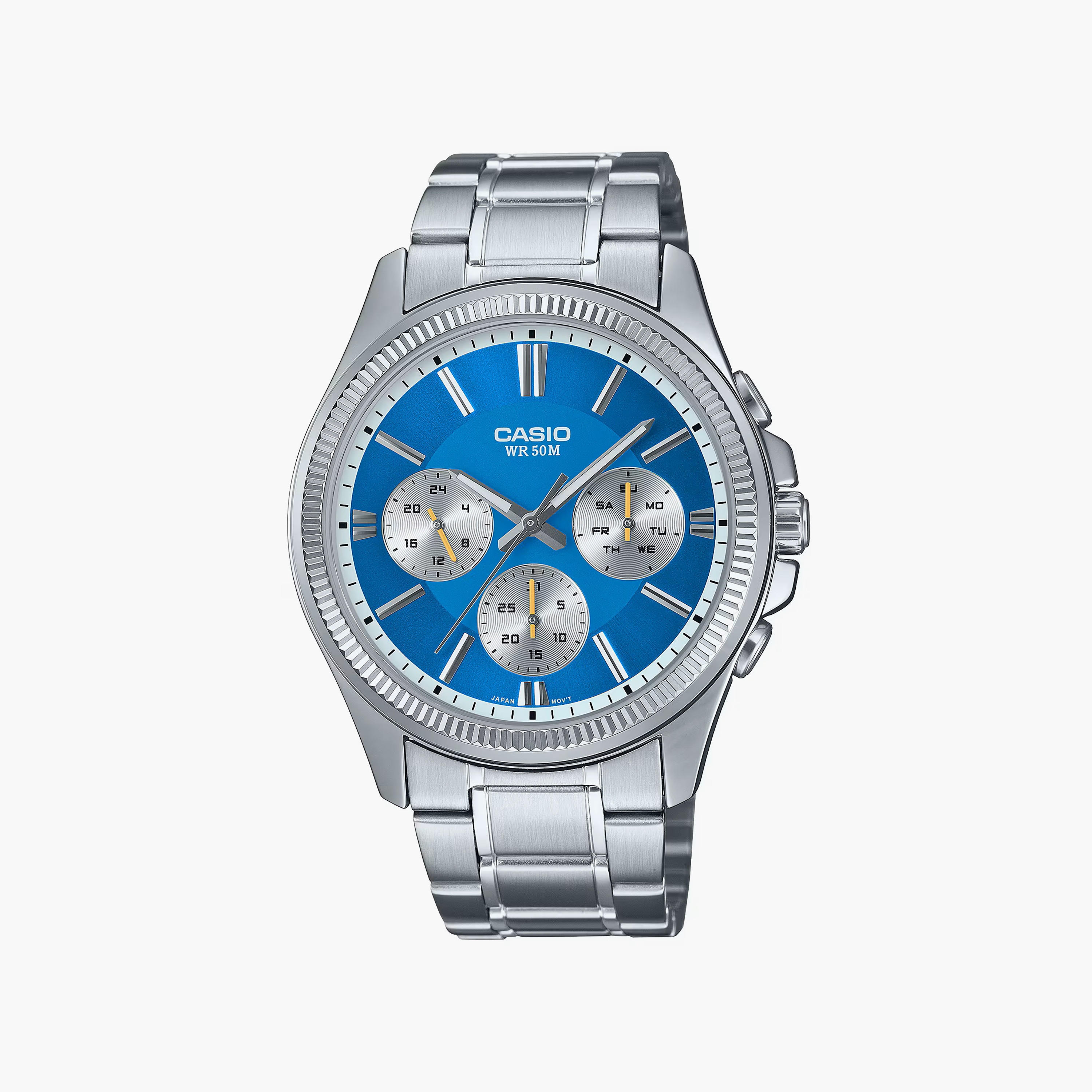 ساعة كاسيو للرجال 42 ملم فضية ذات انالوج من الستانلس ستيل | MTP-1375D-2A2VDF-men-watchesandjewellery-watches-image-1