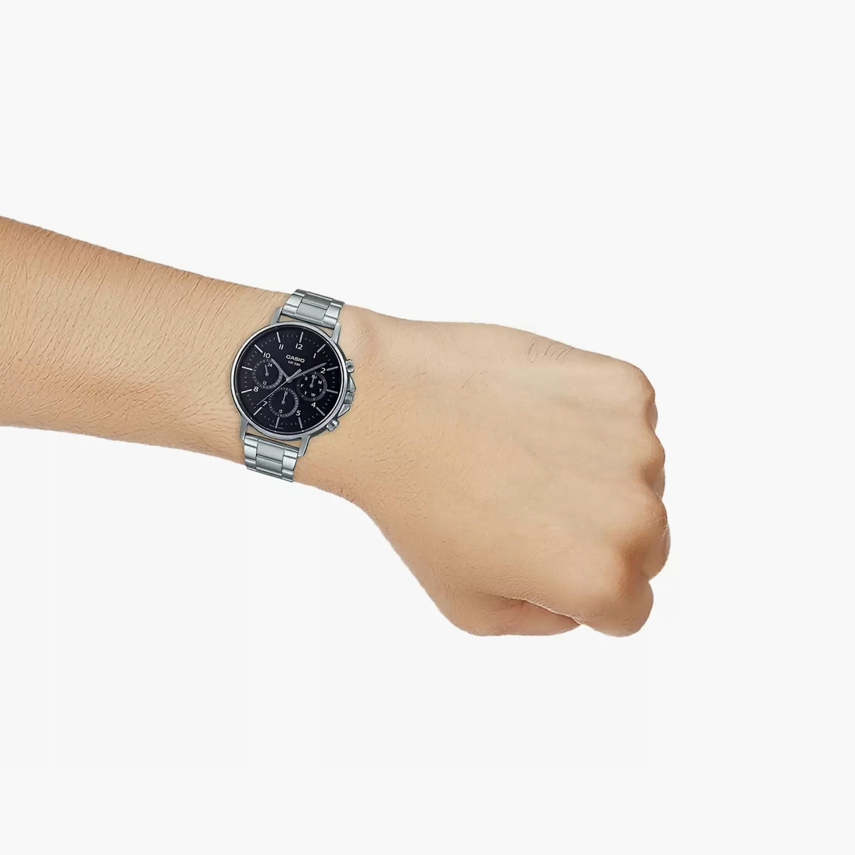 ساعة كاسيو للرجال 44 ملم فضية ذات انالوج من الستانلس ستيل | MTP-E321D-1AVDF-men-watchesandjewellery-watches-image-5
