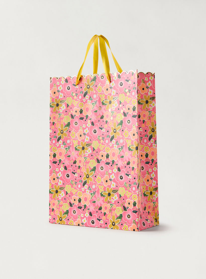 Findz Floral Print Paper Gift Bag - 26x12x32 cm-household-giftingaccessories-giftings-image-2