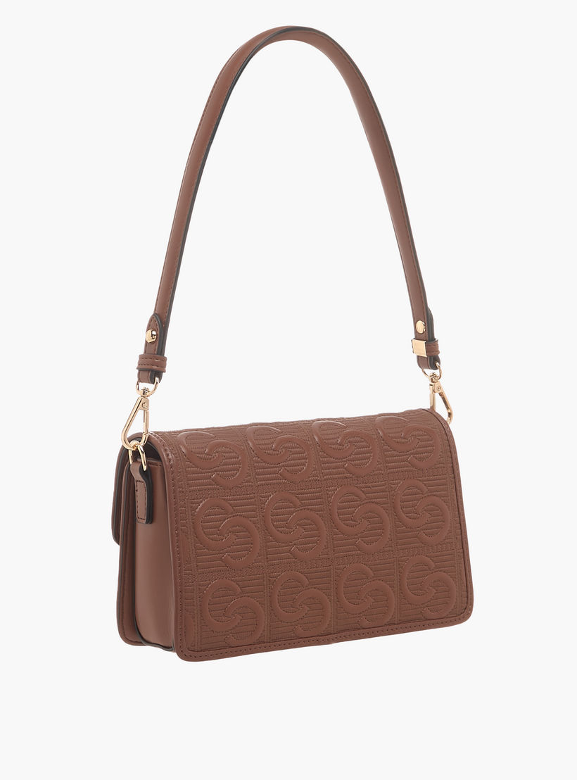 شنطة كروس بودي بتصميم مونوجرام بارز الملمس مع طية إغلاق من سيليست-women-bagsandwallets-handbags-image-3