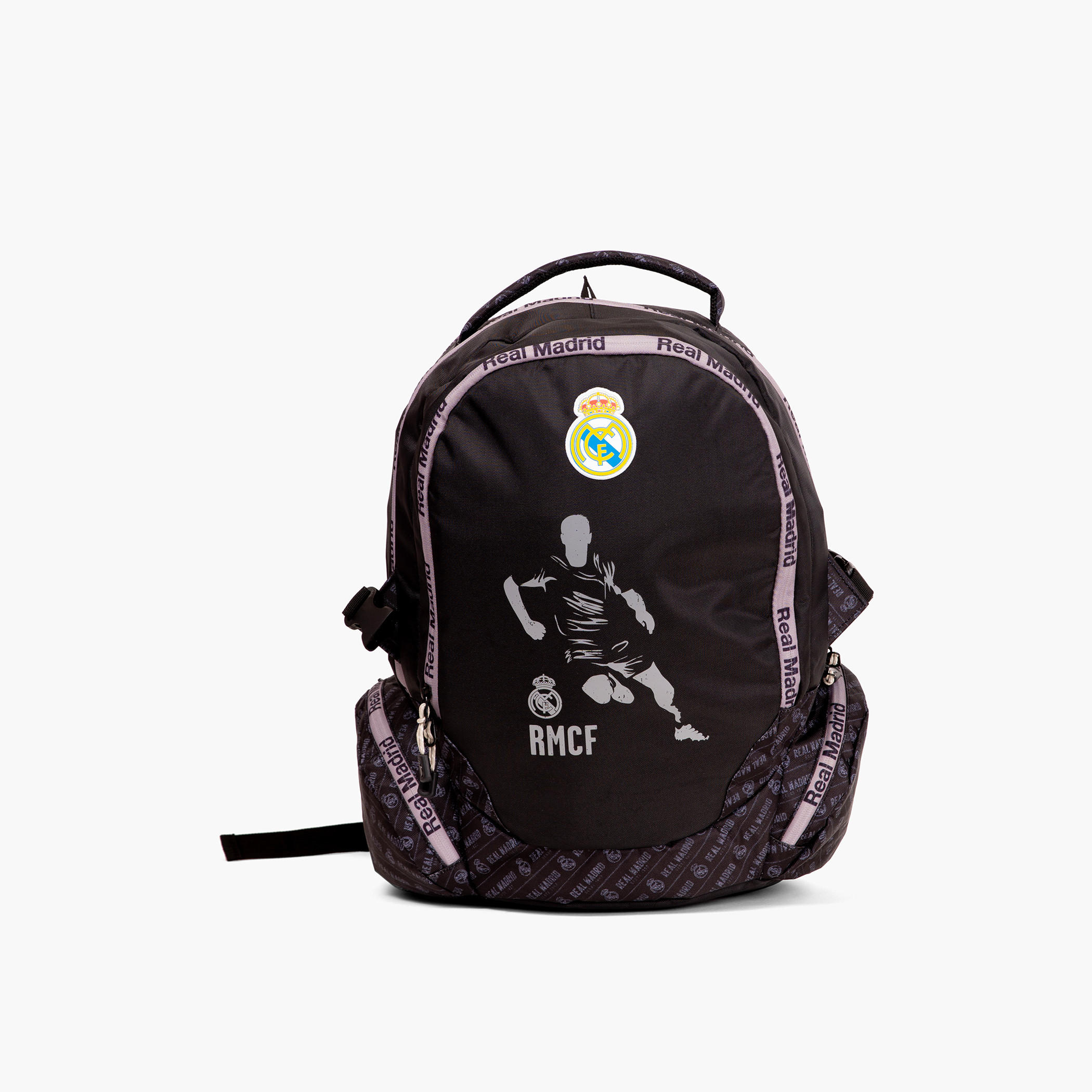 Real Madrid 18-inch Logo Print Backpack with Adjustable Straps - 28x13x45 cms-cpmen-fashionaccessories-bagsandwallets-backpacks-image-1