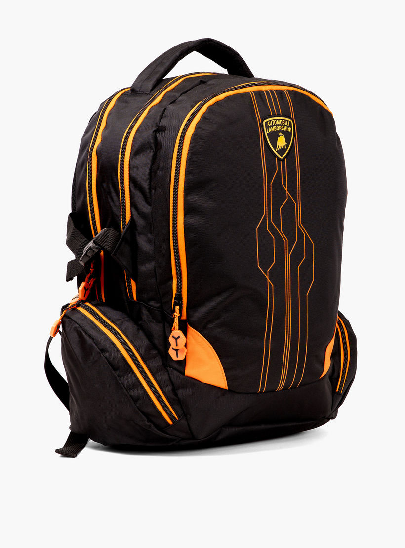 Lamborghini Panelled 18-inch Backpack with Adjustable Shoulder Straps - 28x13x45 cms-school-bagsandbackpacks-backpacks-image-2