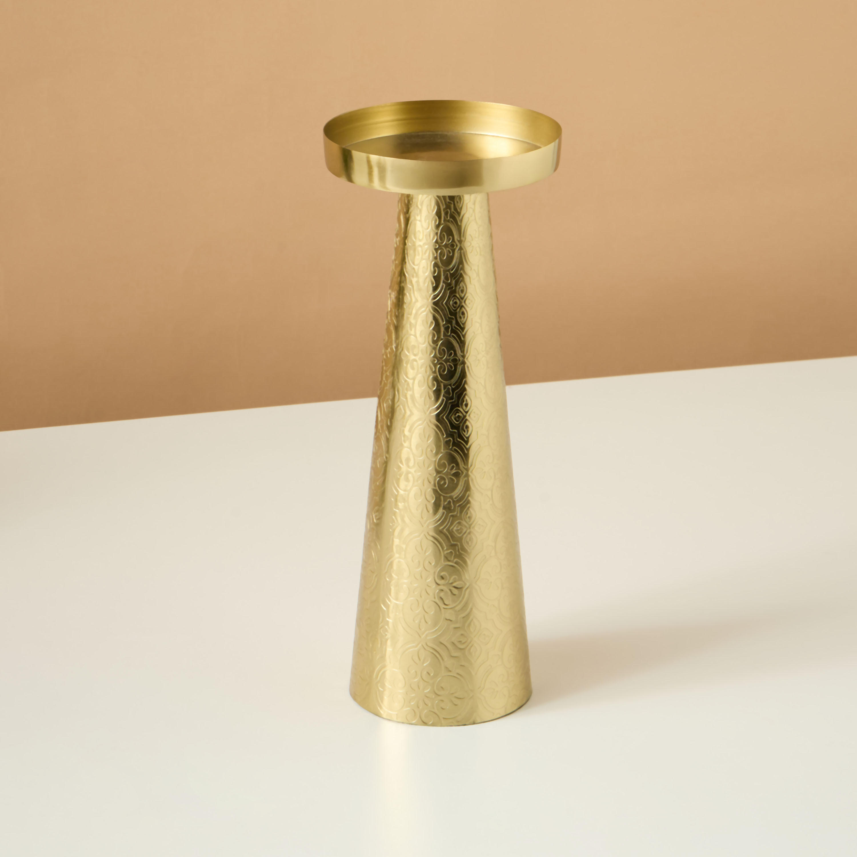 Home Carving Textured Pillar Candleholder - 20 cms-household-decor-candleholdersandlanterns-image-3