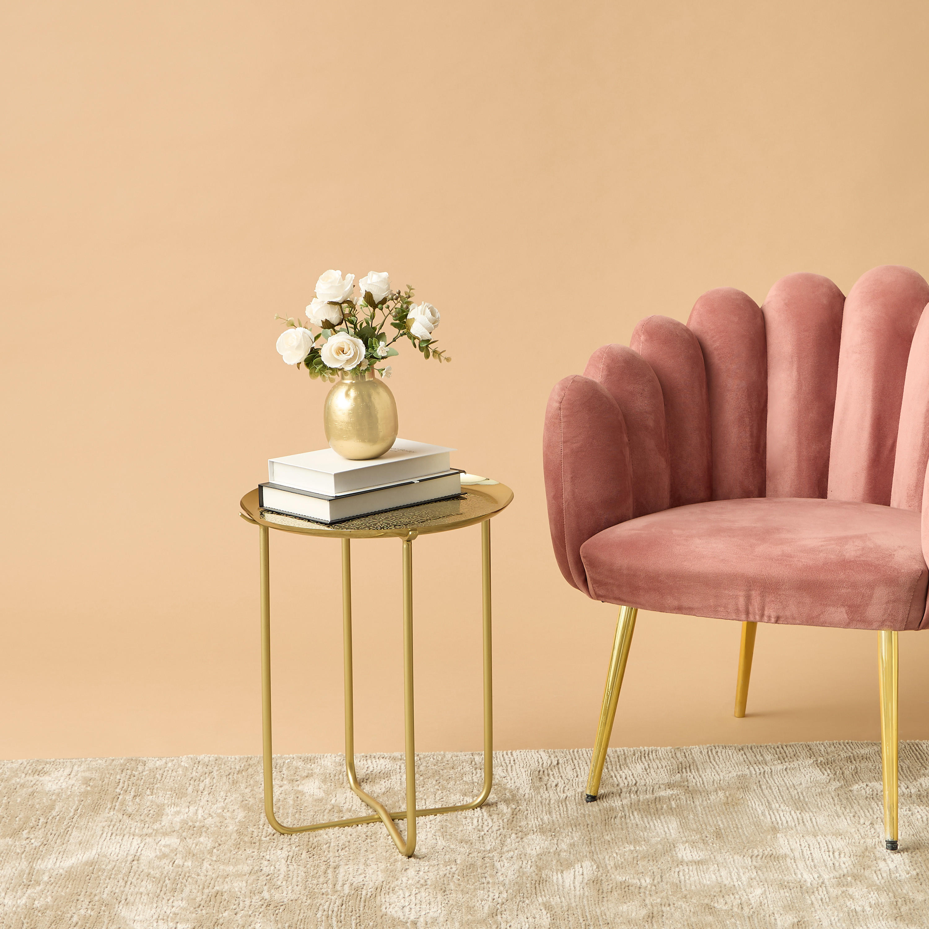 Textured Round Metal Accent Table-furniture-livingroom-sideandendtables-image-1
