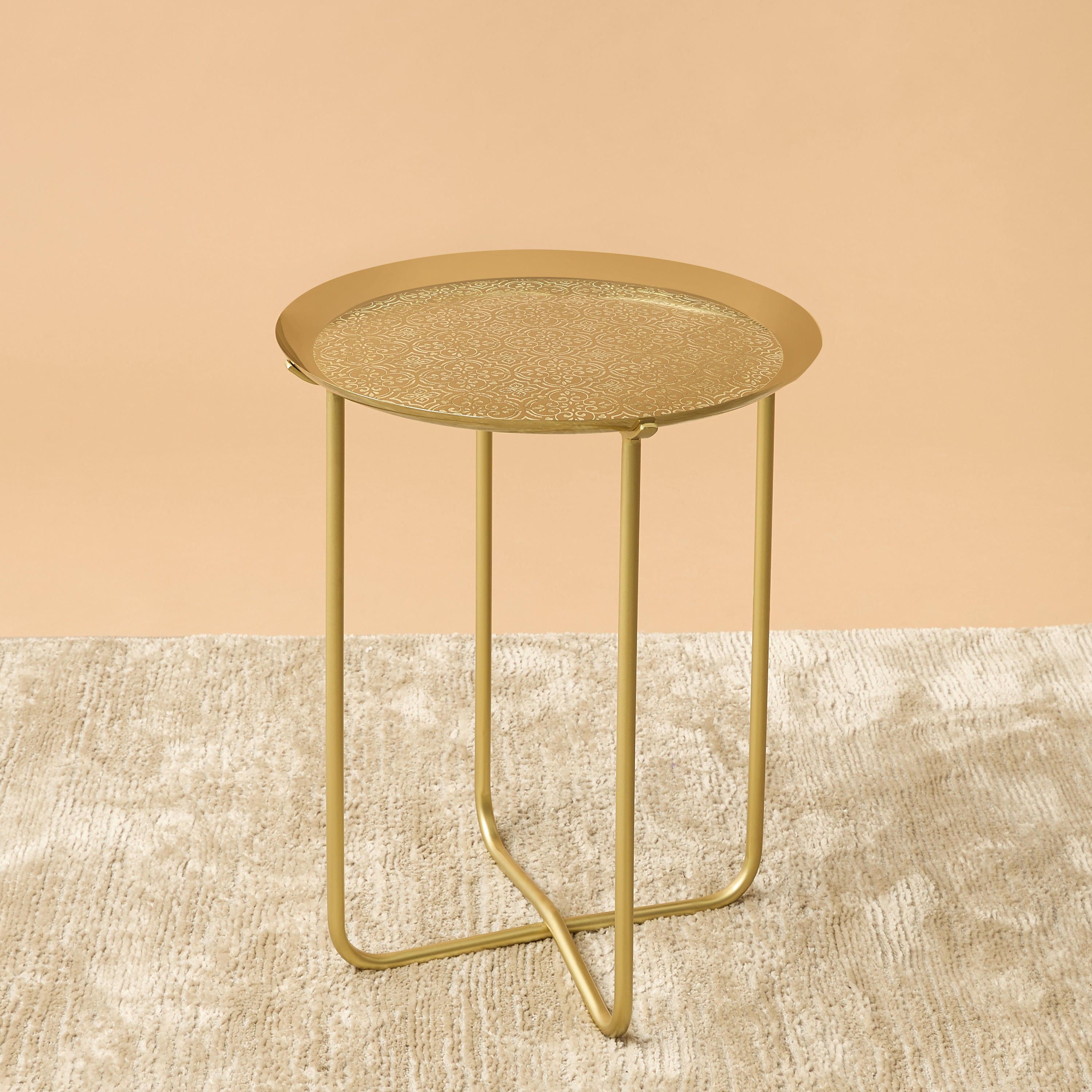 Textured Round Metal Accent Table-furniture-livingroom-sideandendtables-image-2