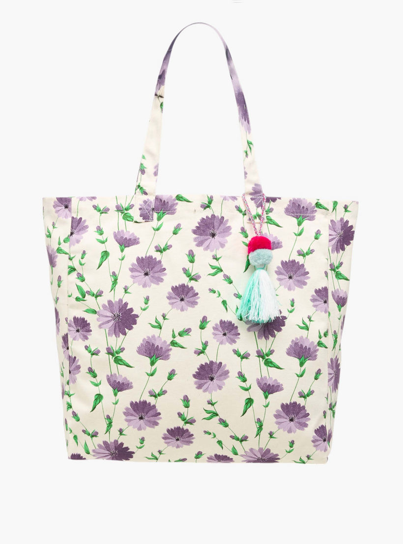 شنطة تسوق بمقابض مزدوجة وشُرّابات وطبعات زهرية-women-bagsandwallets-handbags-image-1