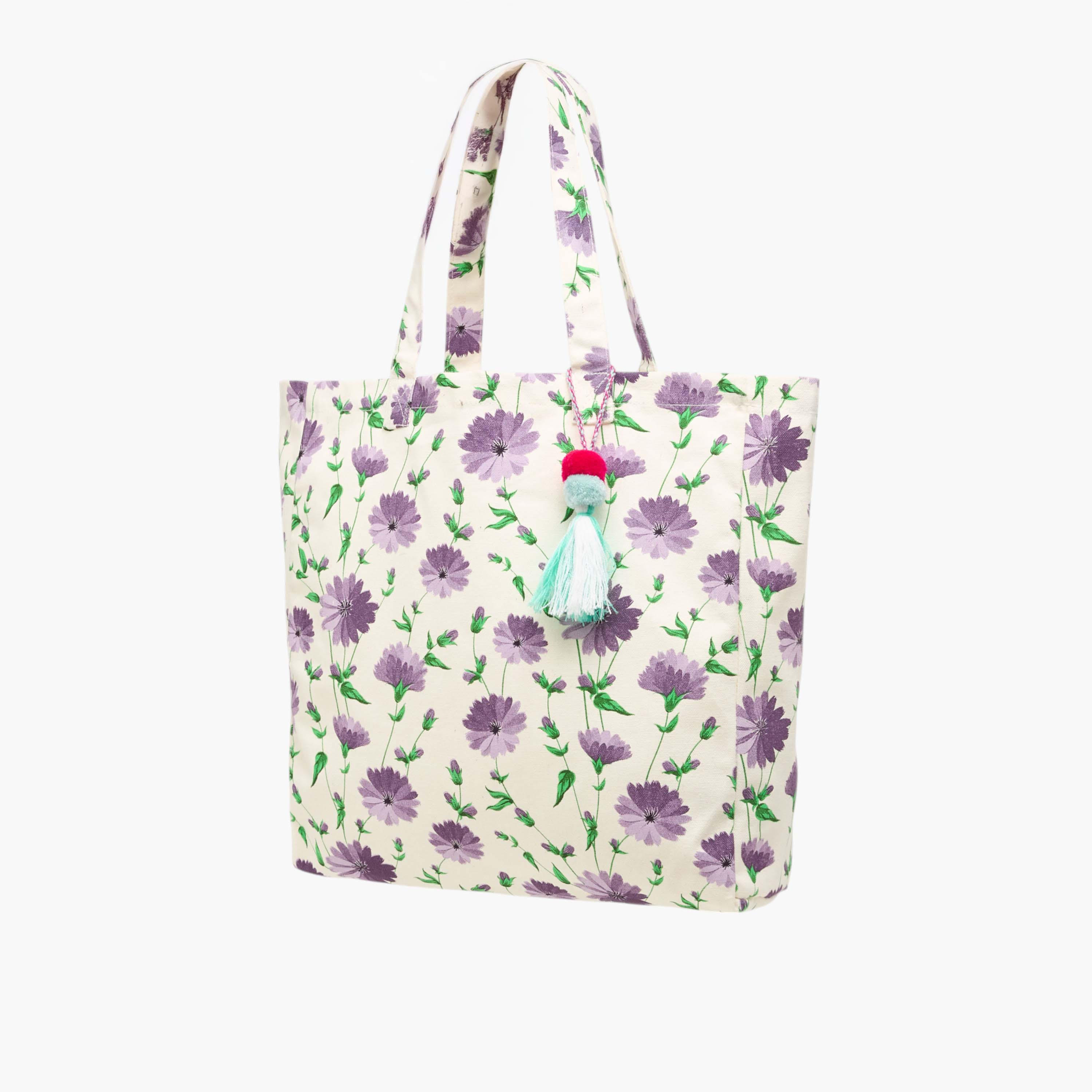 شنطة تسوق بمقابض مزدوجة وشُرّابات وطبعات زهرية-women-bagsandwallets-handbags-image-3