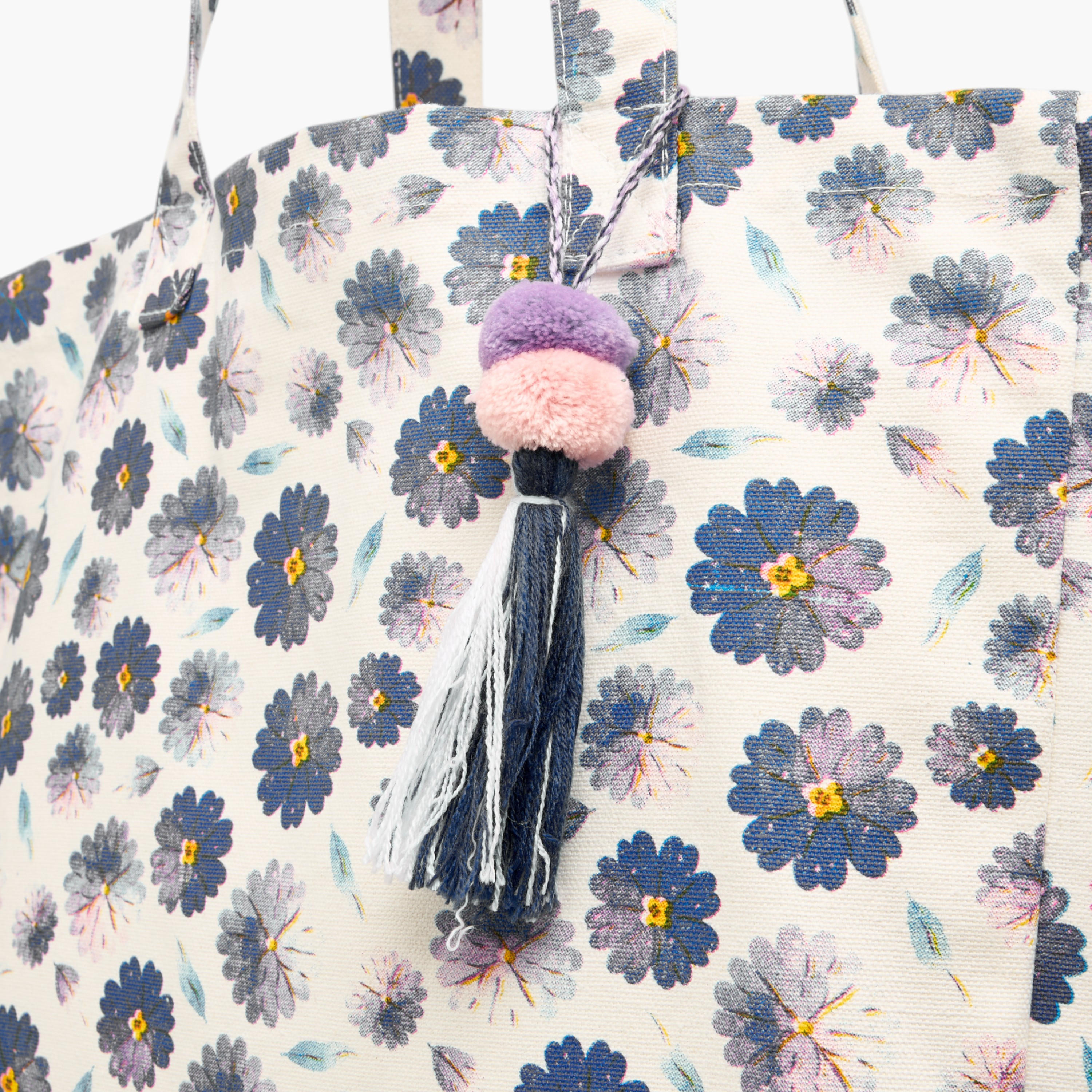 Floral Print Shopper Bag with Double Handles and Tassel Detail-women-bagsandwallets-handbags-image-6