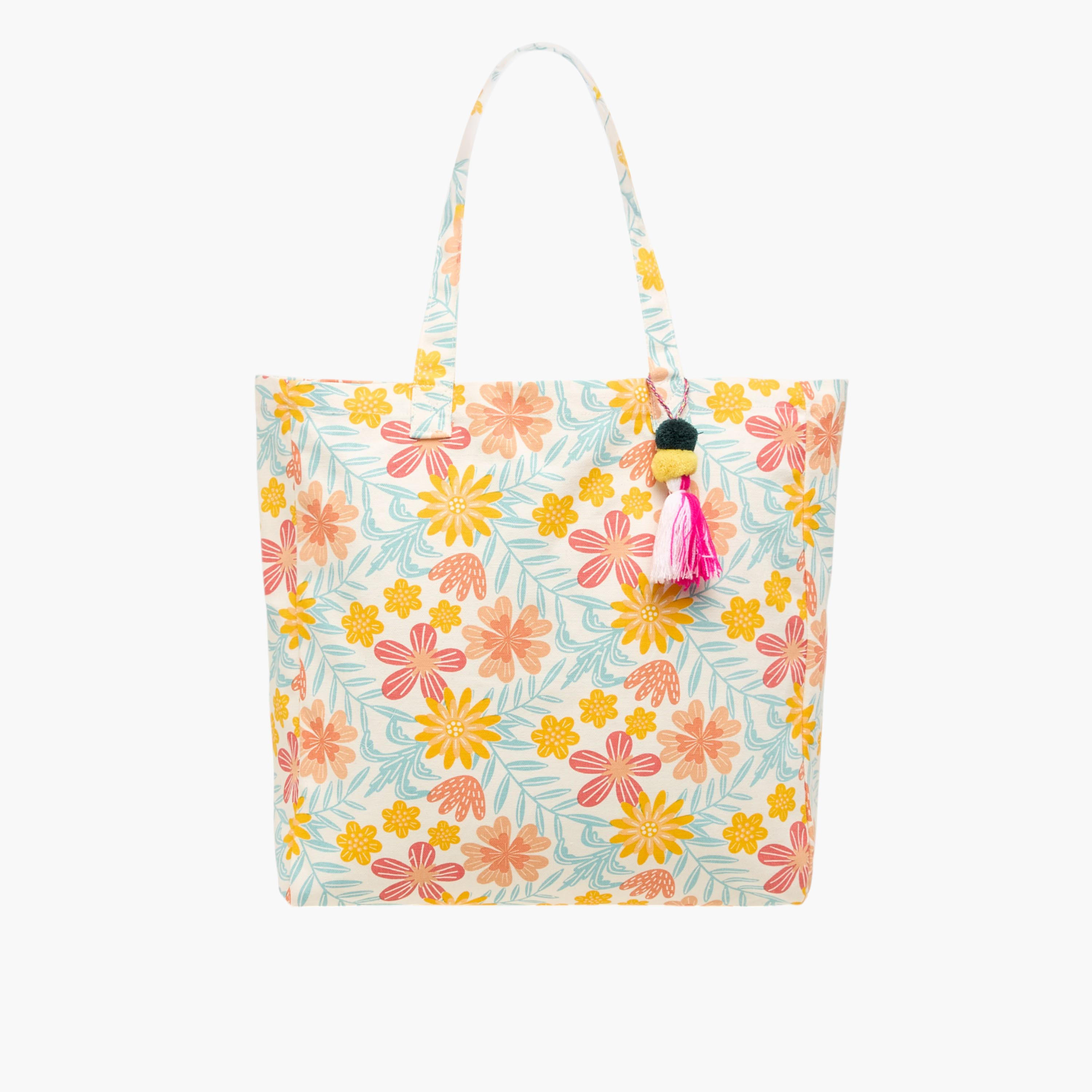 Floral Print Shopper Bag with Double Handles and Tassel Detail-women-bagsandwallets-handbags-image-3