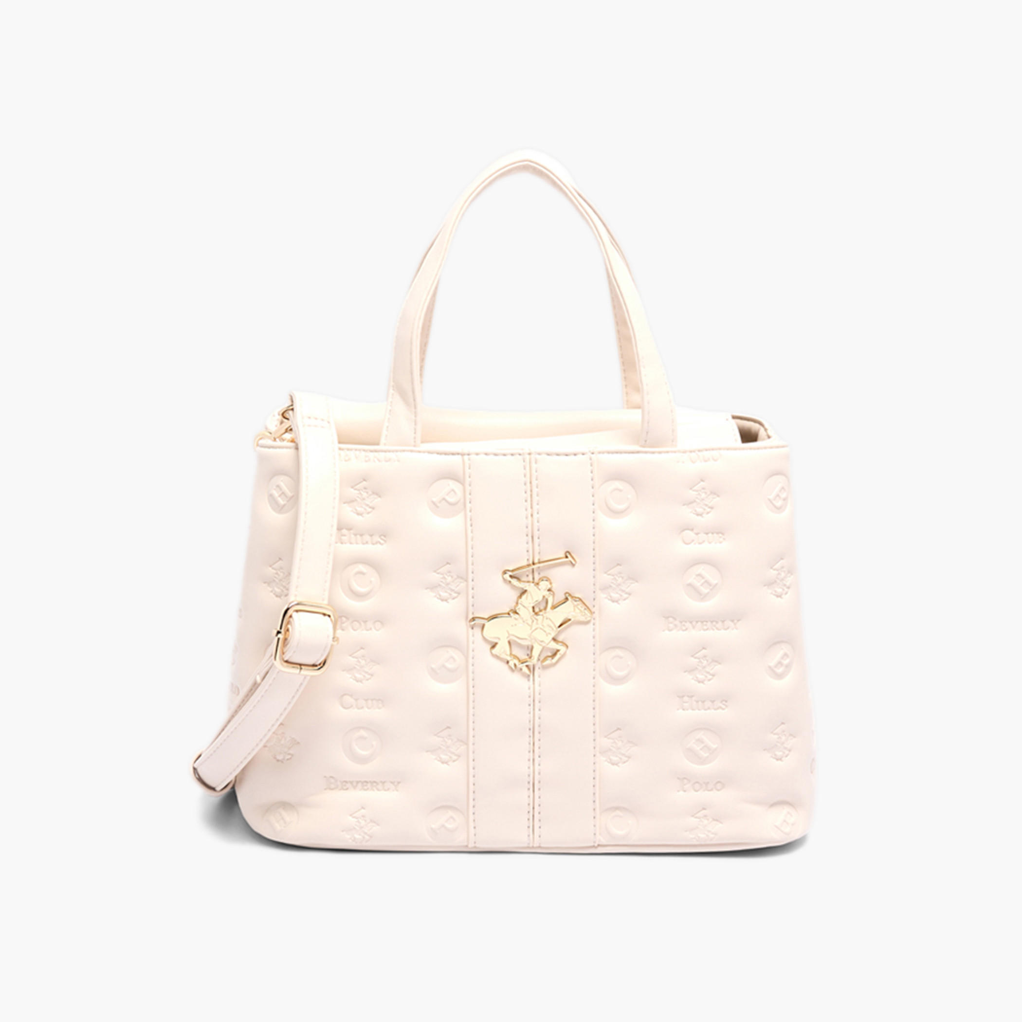 شنطة يد منقوشة بمقبض مزدوج وسحاب إغلاق من بي إتش بي سي-women-bagsandwallets-handbags-image-1