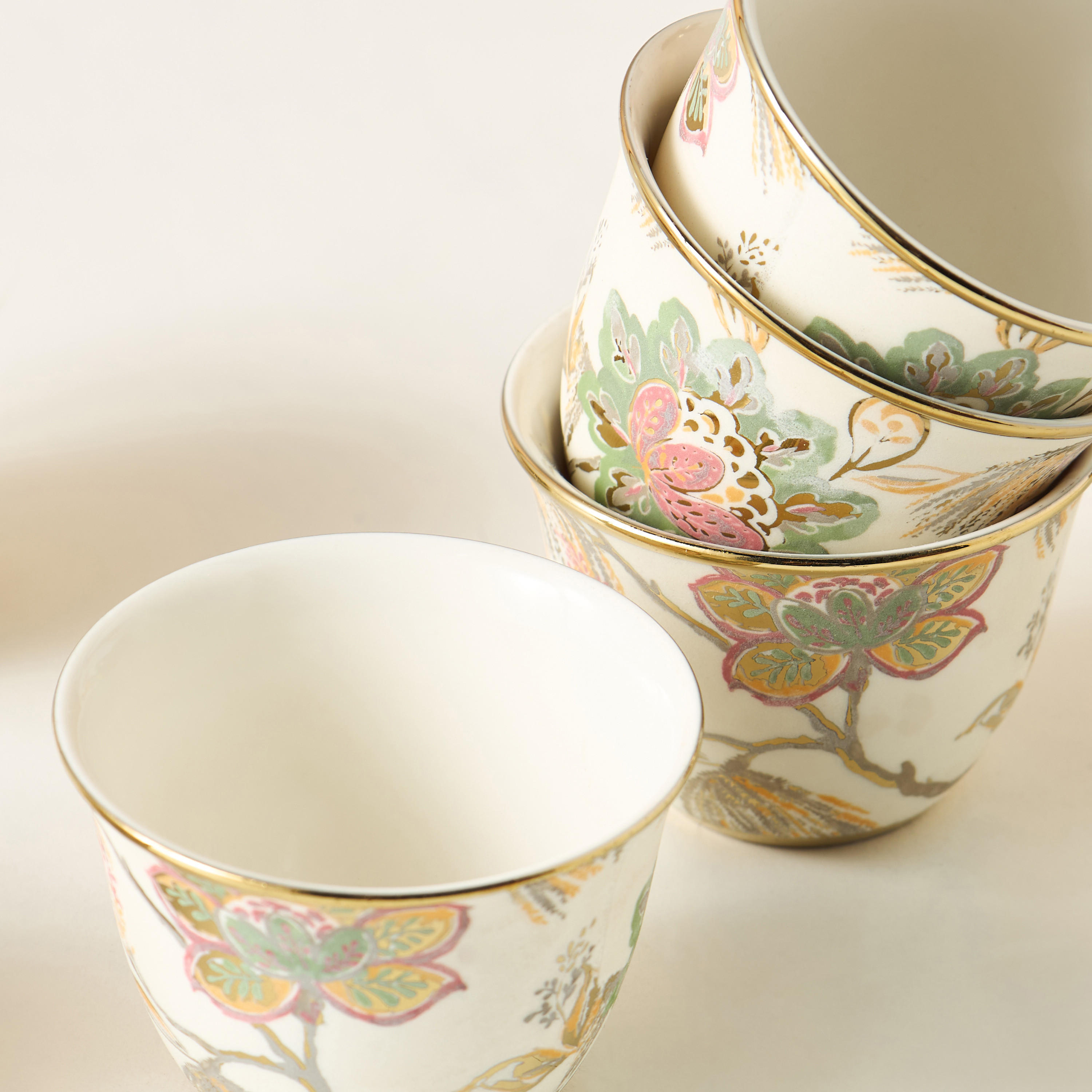 Floral Print Ceramic Kahwa Cup - Set of 6-household-dining-teaandcoffee-teaandcoffeesets-image-4