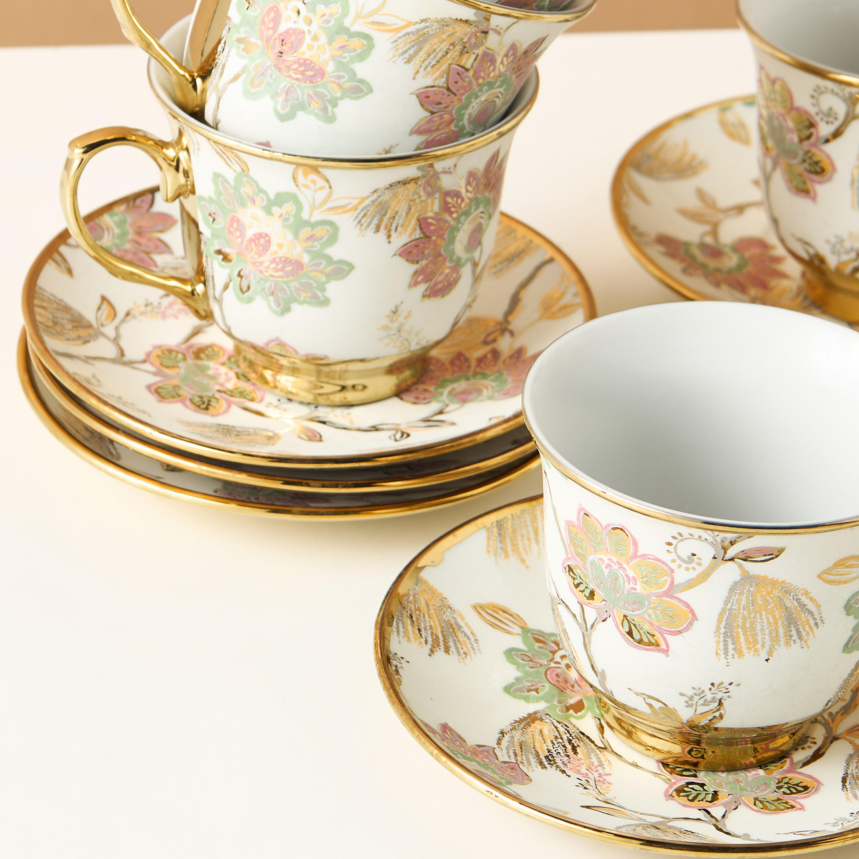 Floral Print 13-Piece Porcelain Tea Set-household-dining-teaandcoffee-teaandcoffeesets-image-4