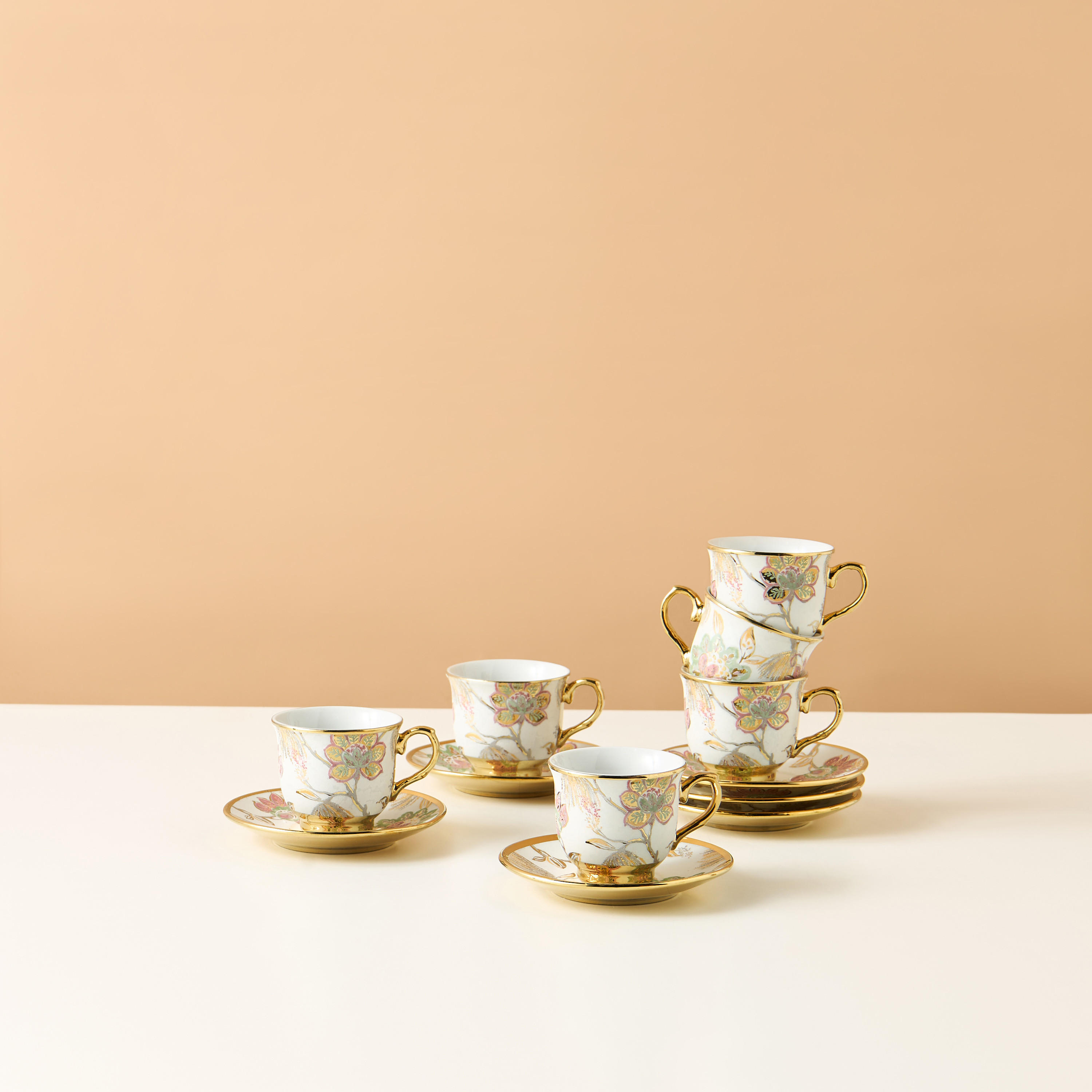 Floral Print 12-Piece Porcelain Coffee Set-household-dining-teaandcoffee-teaandcoffeesets-image-3
