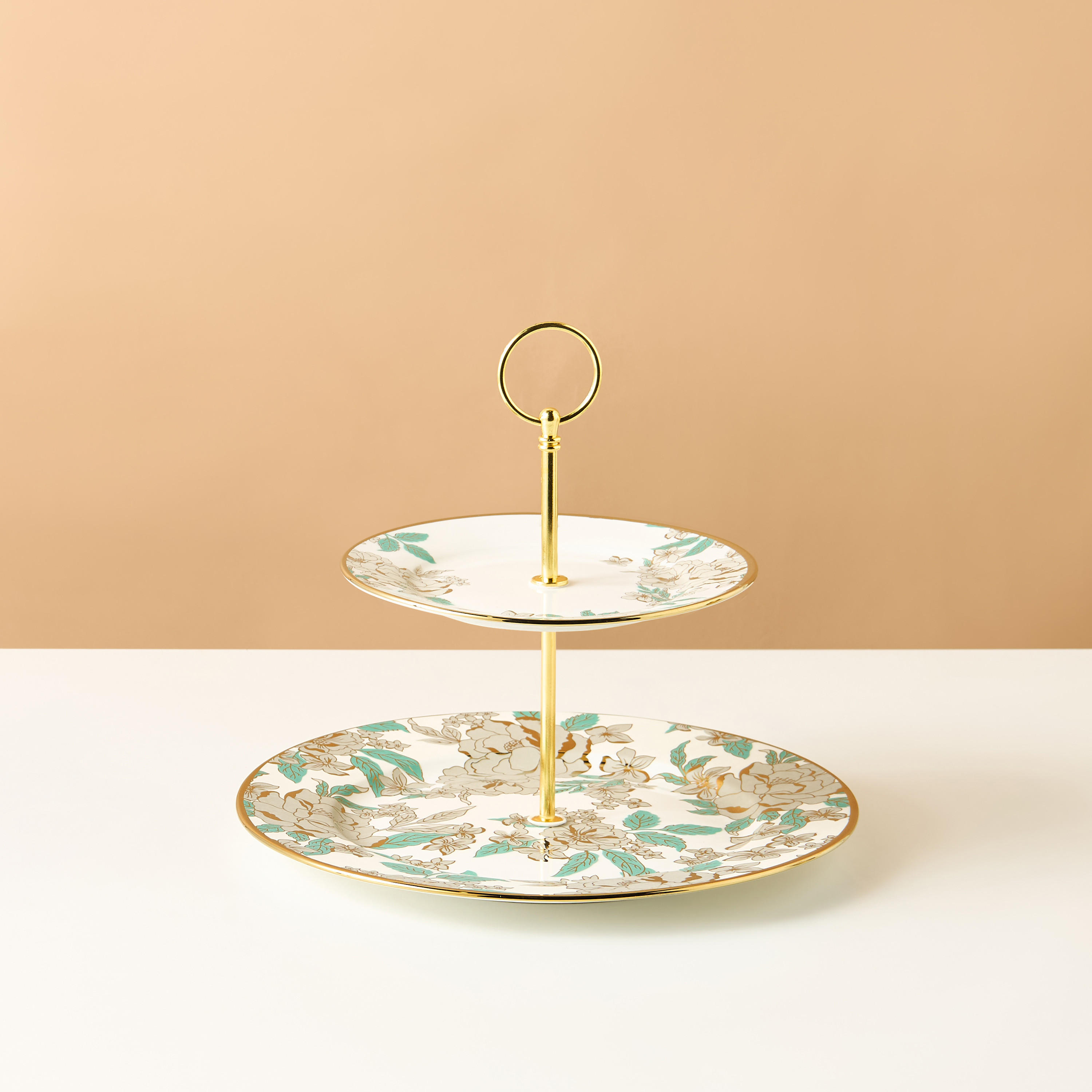 Golden Inflorescence 2-Tier Ceramic Cake Stand-household-dining-serveware-cakestands-image-2