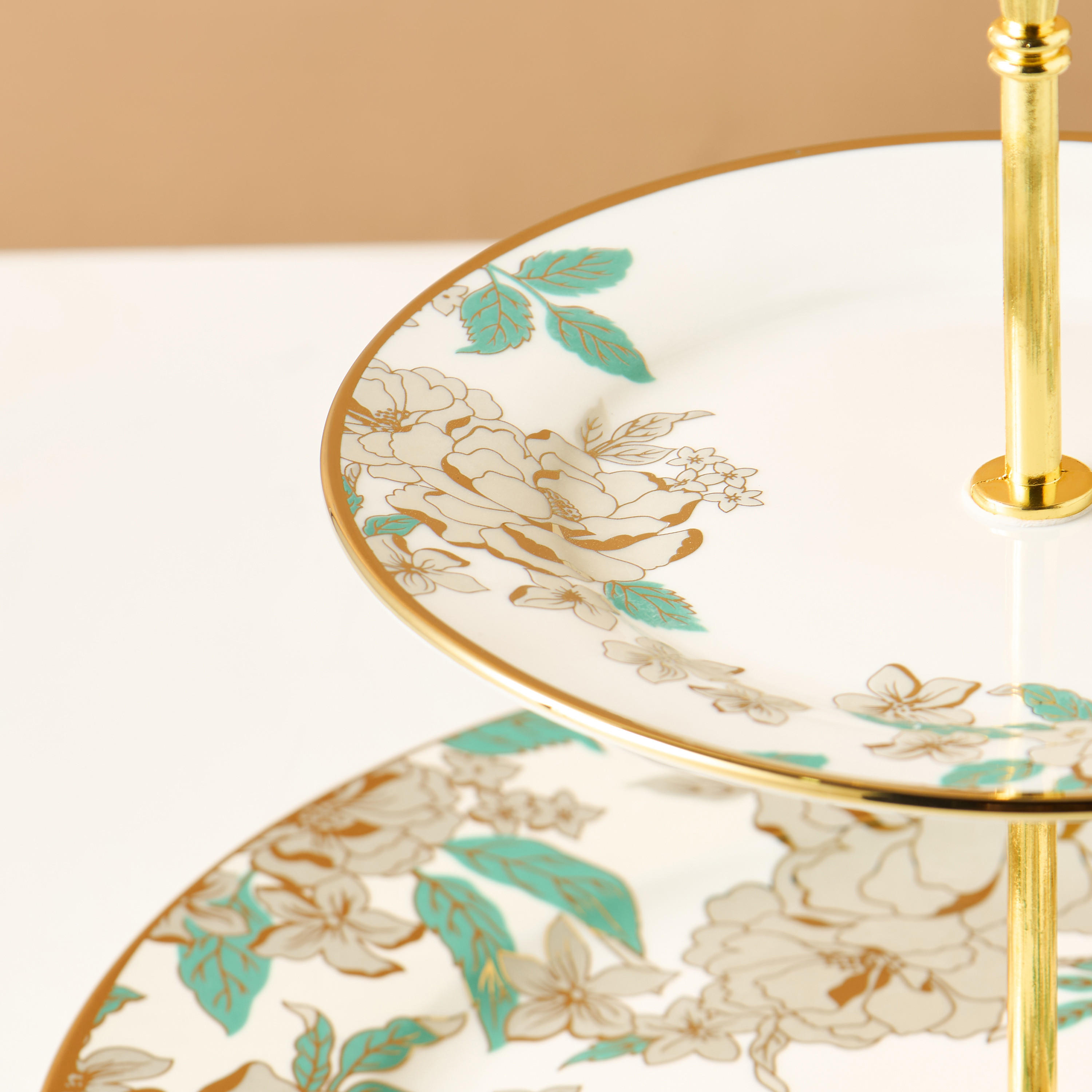 Golden Inflorescence 2-Tier Ceramic Cake Stand-household-dining-serveware-cakestands-image-4