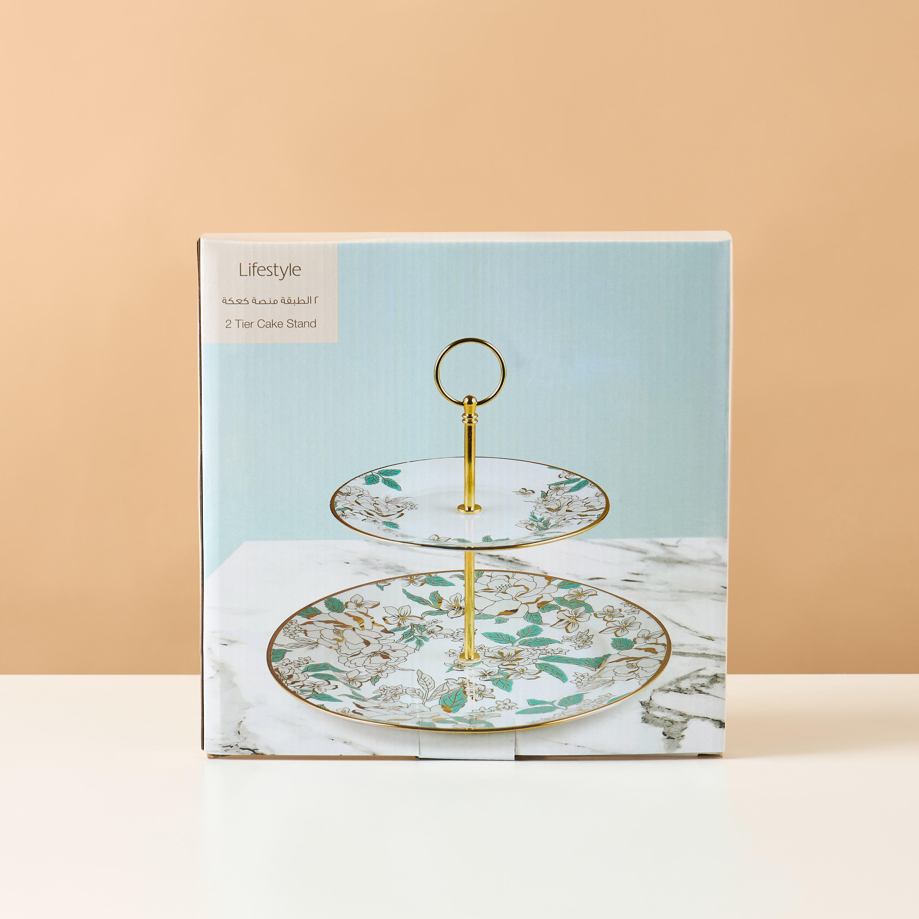 Golden Inflorescence 2-Tier Ceramic Cake Stand-household-dining-serveware-cakestands-image-5
