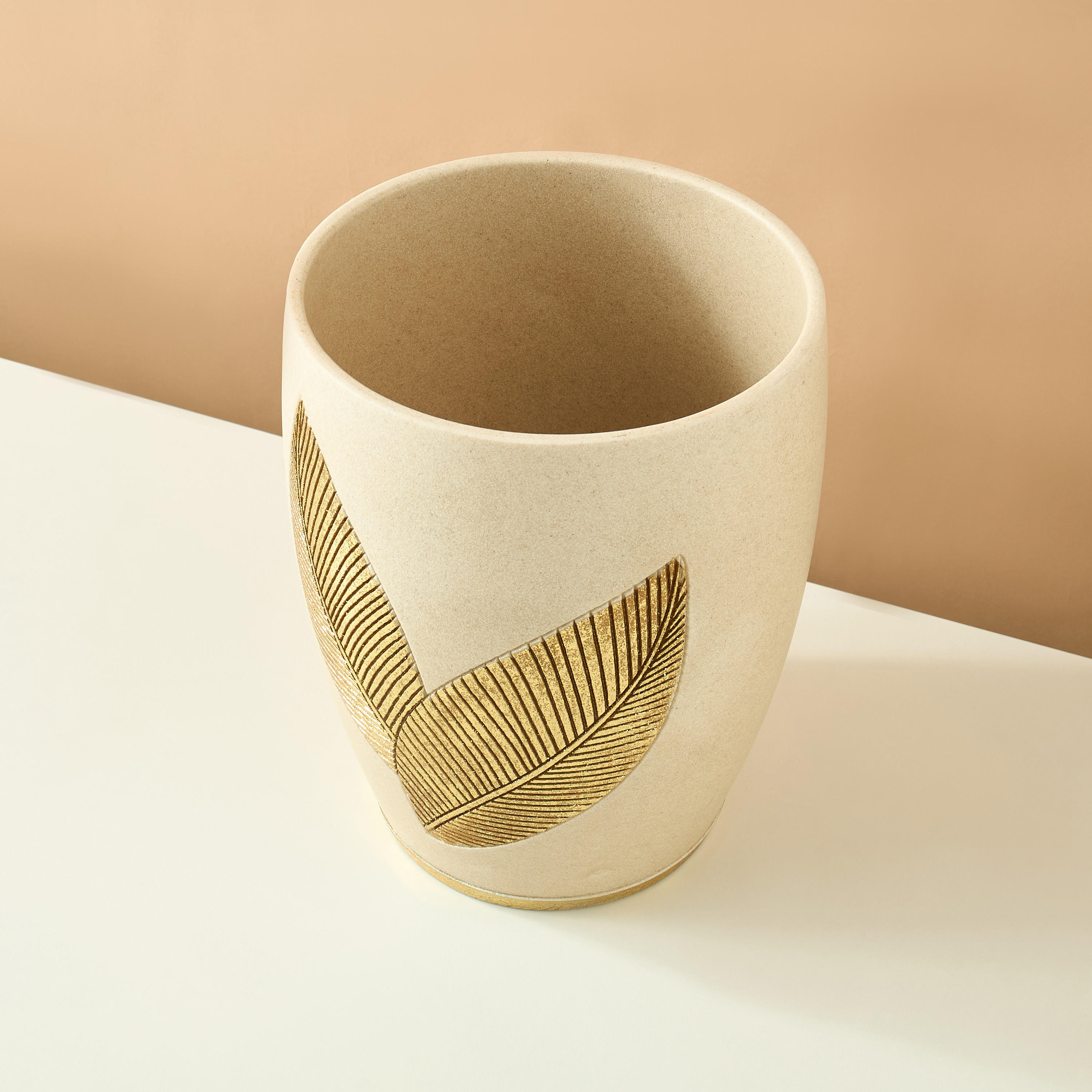 Golden Leaf Embossed Waste Bin-household-bathandlaundry-wastebinsandaccessories-image-3