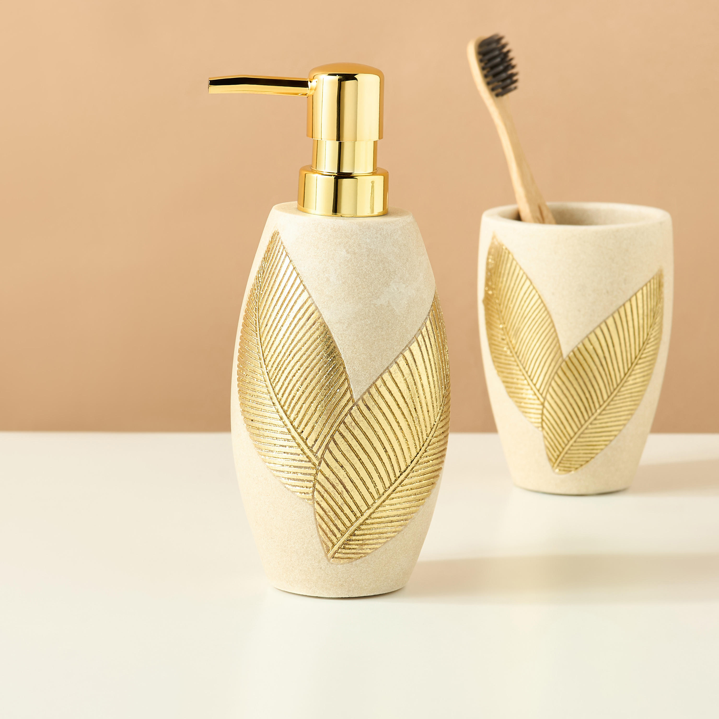Golden Leaf Embossed Lotion Dispenser-household-bathandlaundry-bathaccessories-soapdishesanddispensers-image-1