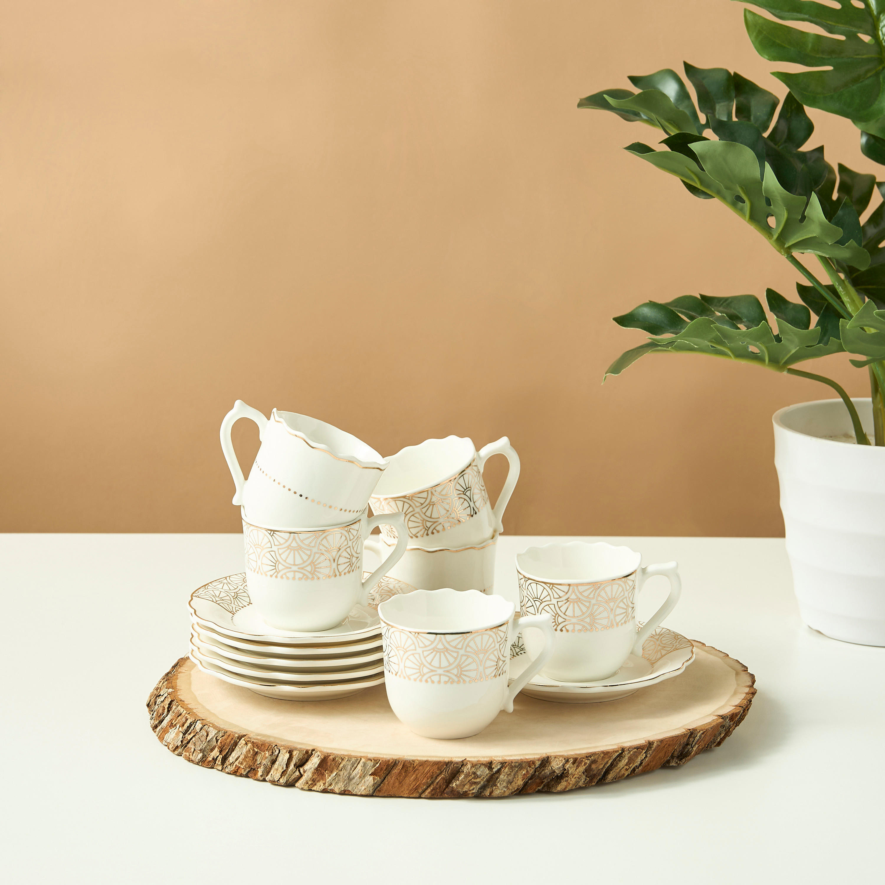 Serene 12-Piece Ceramic Cup and Saucer Set-household-dining-teaandcoffee-teaandcoffeesets-image-1