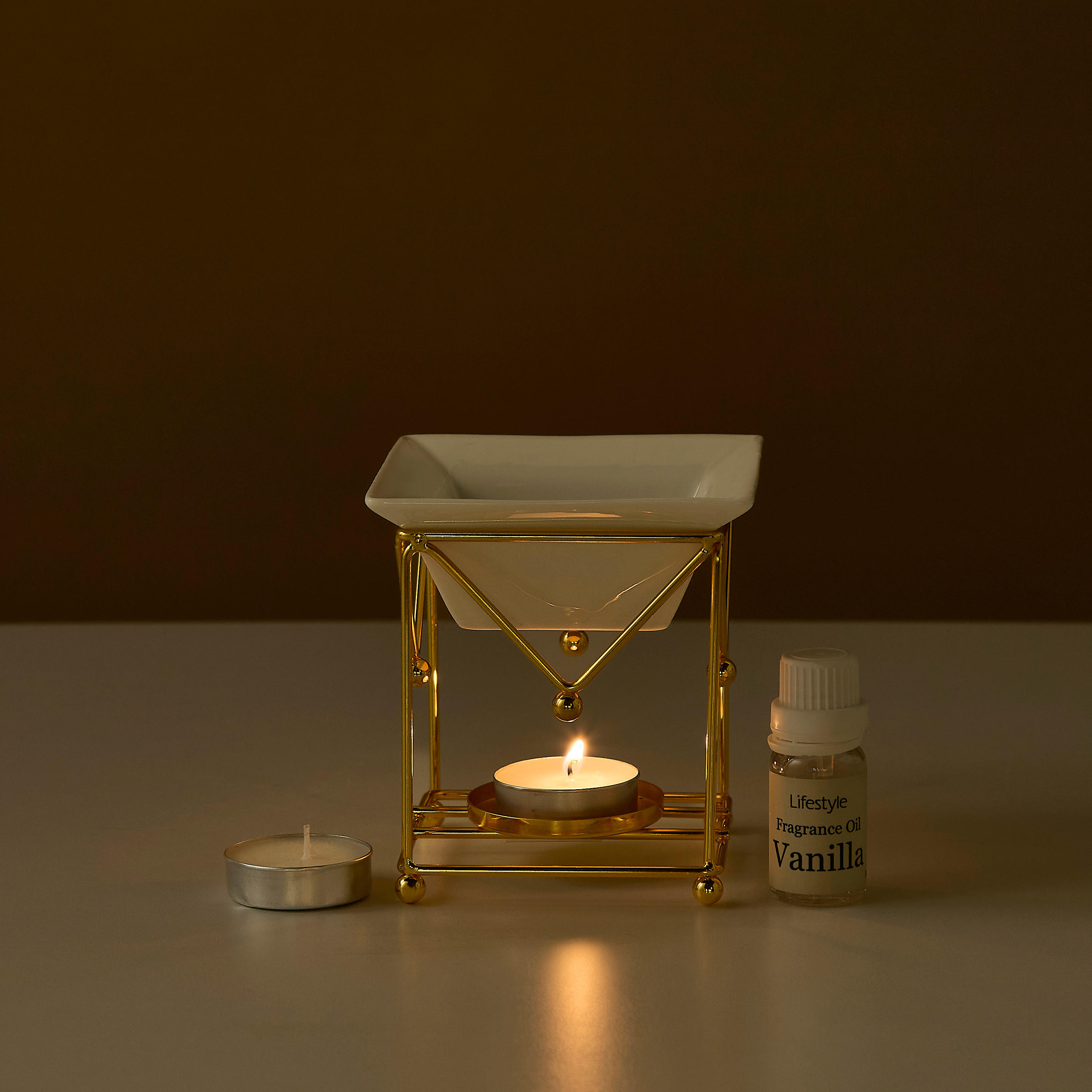Metal Oil Burner with Tealight Candle and Fragrance Oil Gift Set-household-homefragrance-fragrancegiftset-image-2