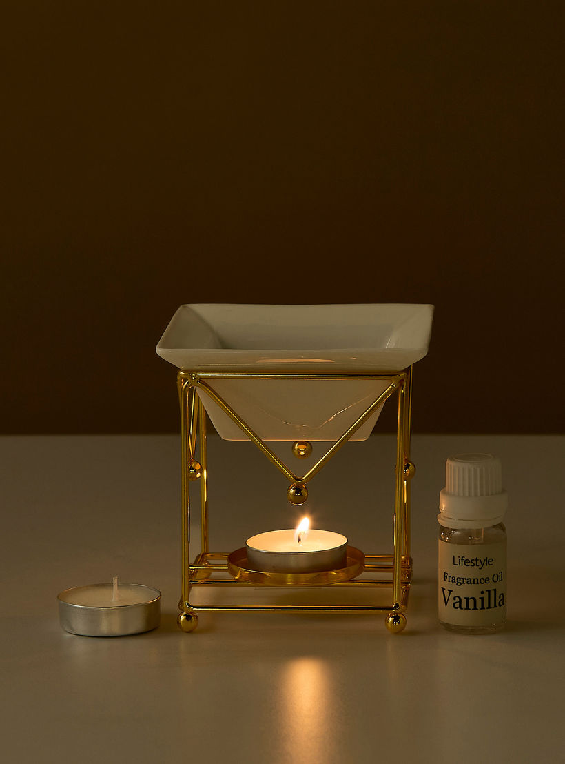 Metal Oil Burner with Tealight Candle and Fragrance Oil Gift Set-household-homefragrance-fragrancegiftset-image-2