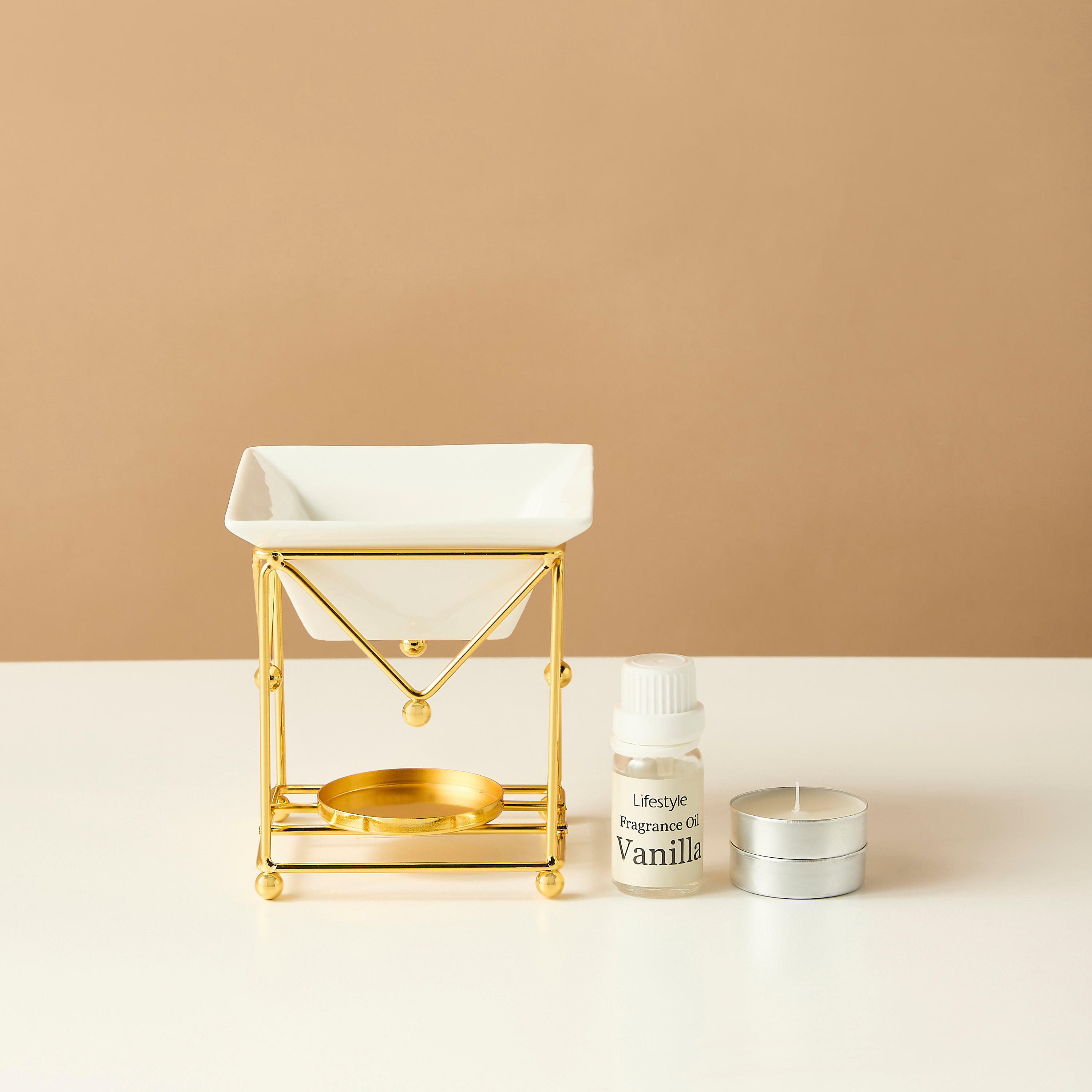 Metal Oil Burner with Tealight Candle and Fragrance Oil Gift Set-household-homefragrance-fragrancegiftset-image-3